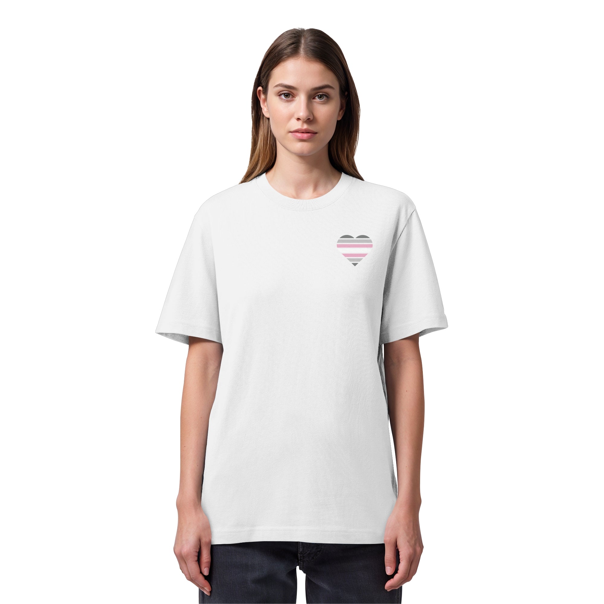 Organic Heavy Shirt - Demigirl Flag Herz Print