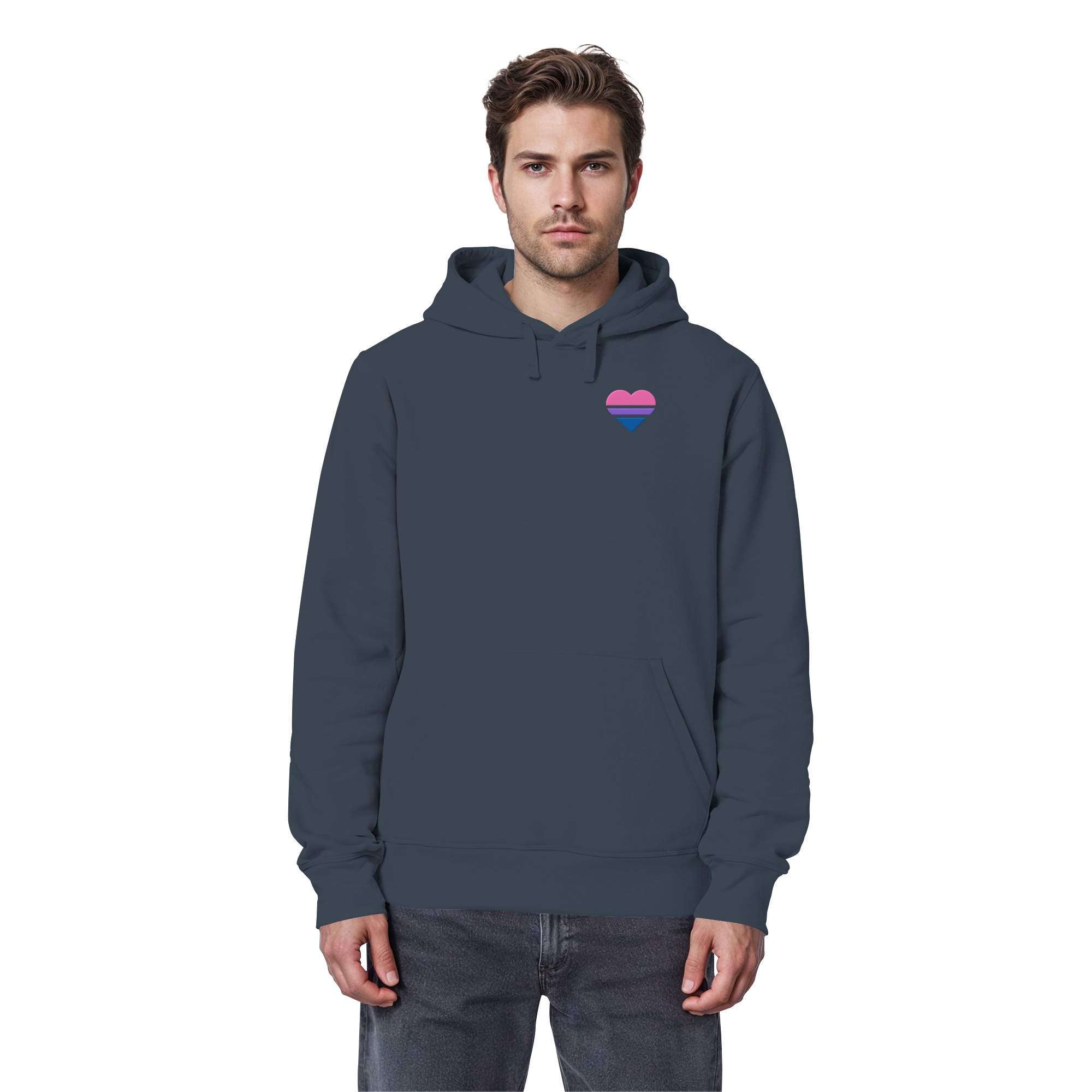 Organic Basic Hoodie - Bisexual Flag Herz Stick