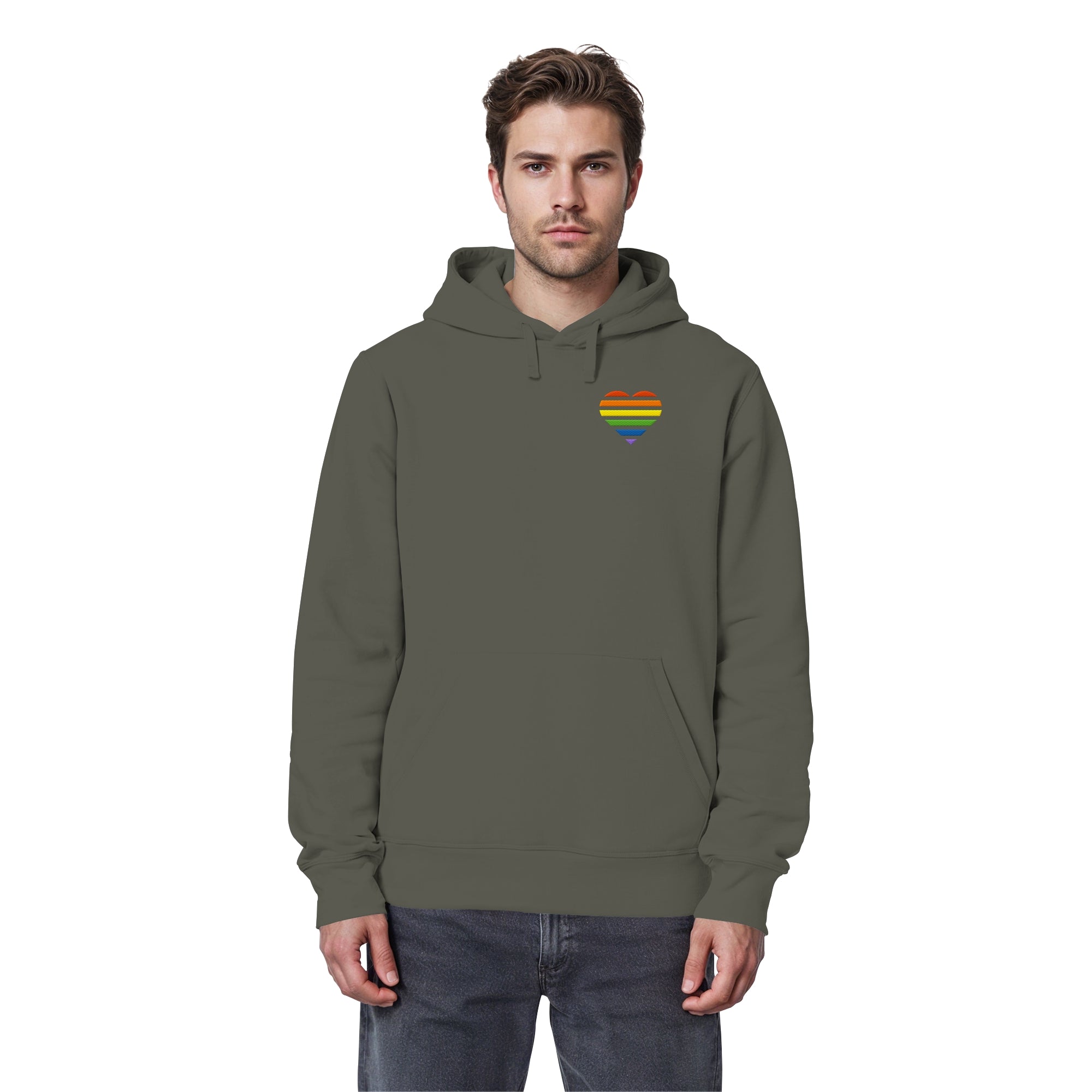 Organic Basic Hoodie - Pride Flag Herz Stick