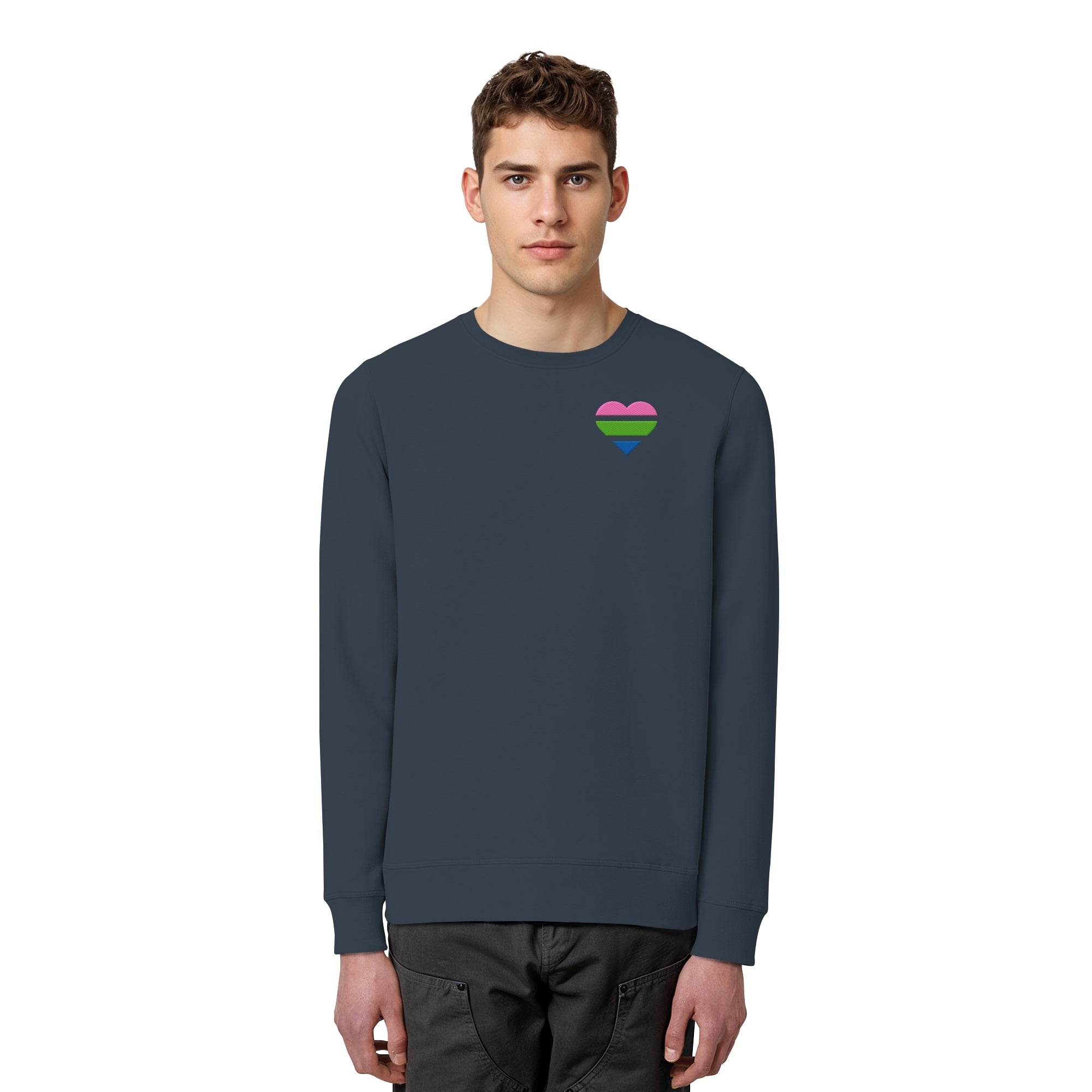 Organic Basic Sweatshirt - Polysexual Flag Herz Stick