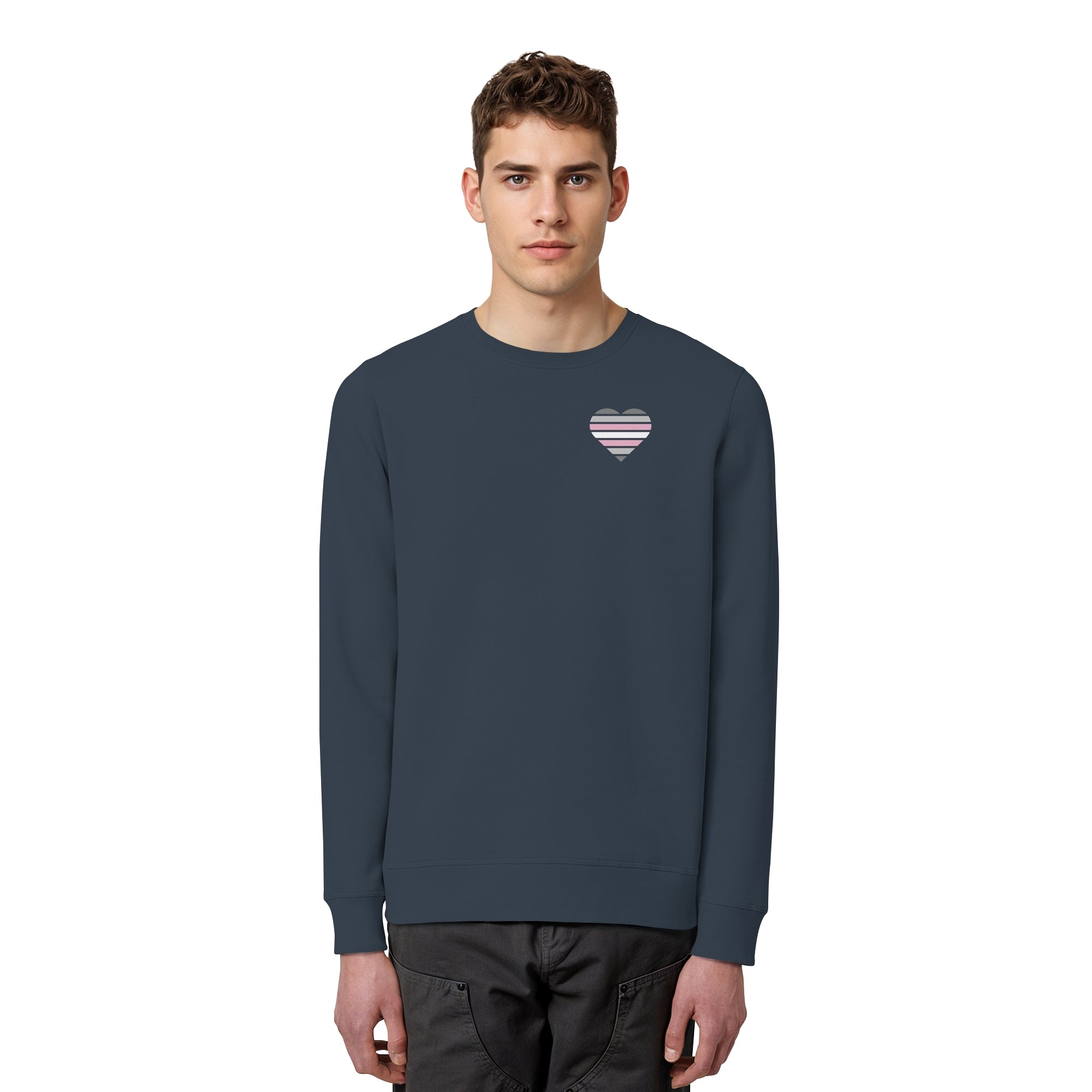 Organic Basic Sweatshirt - Demigirl Flag Herz Print