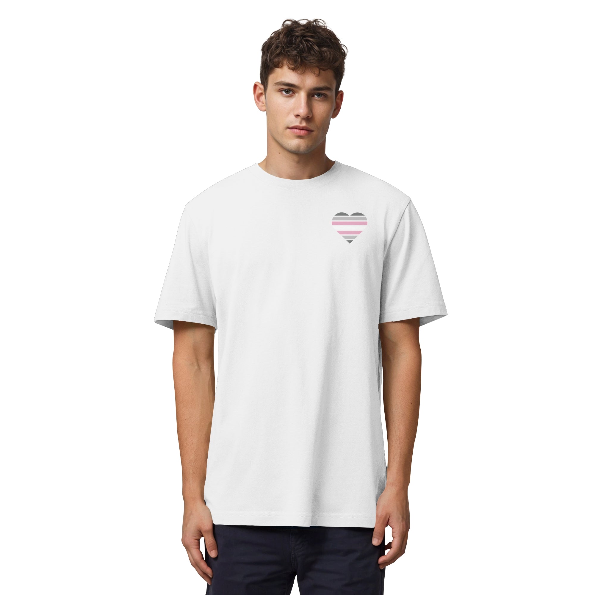 Organic Heavy Shirt - Demigirl Flag Herz Print