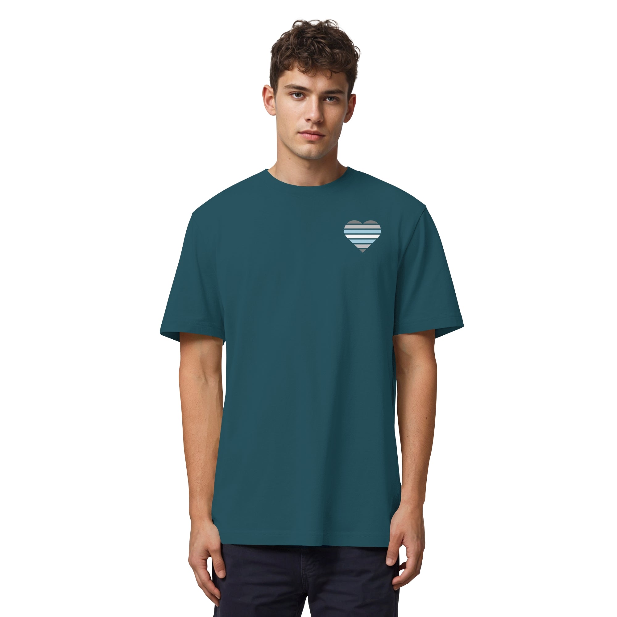 Organic Heavy Shirt - Demiboy Flag Herz Print