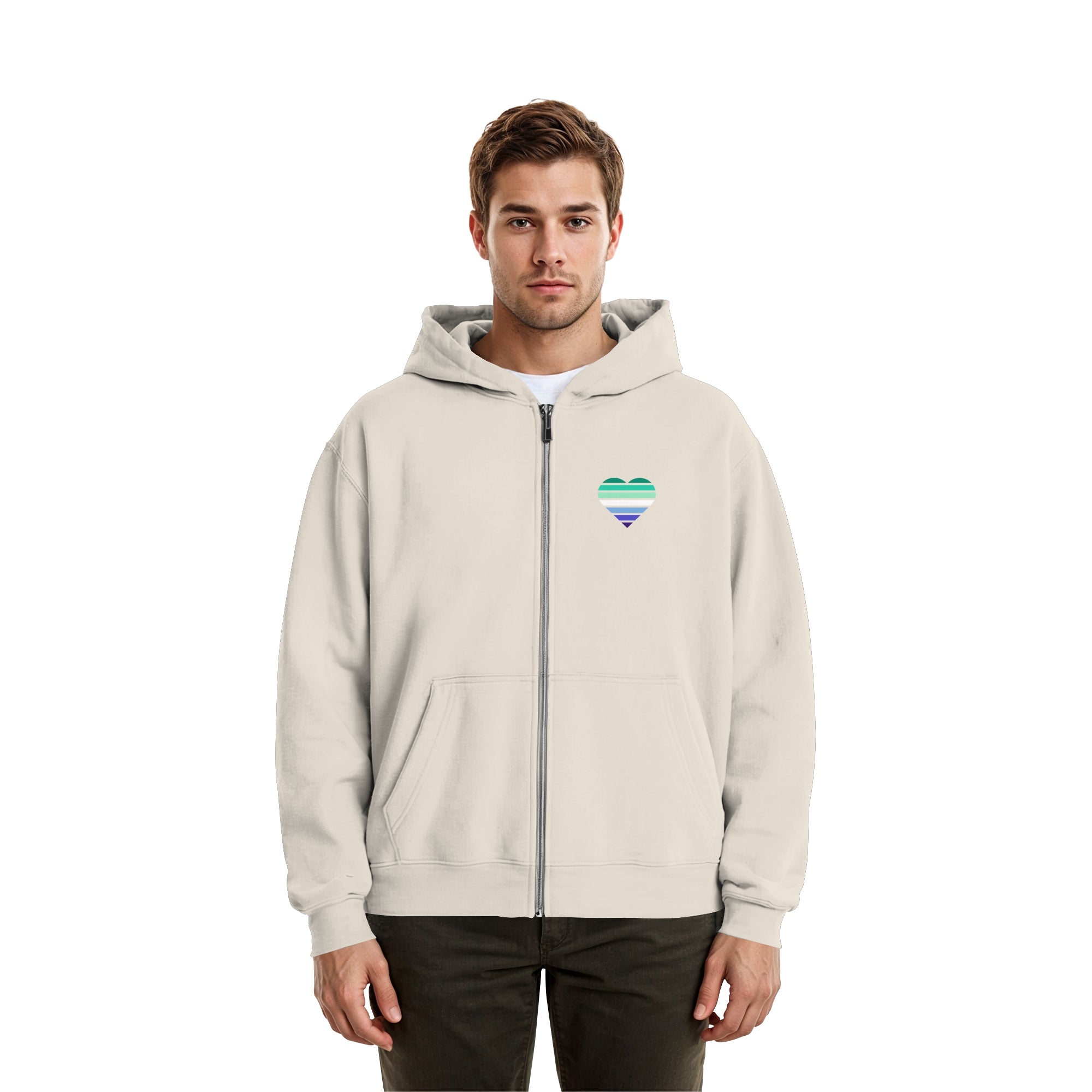 Fluffy Boxcut Zipper - Gay Flag Herz Print