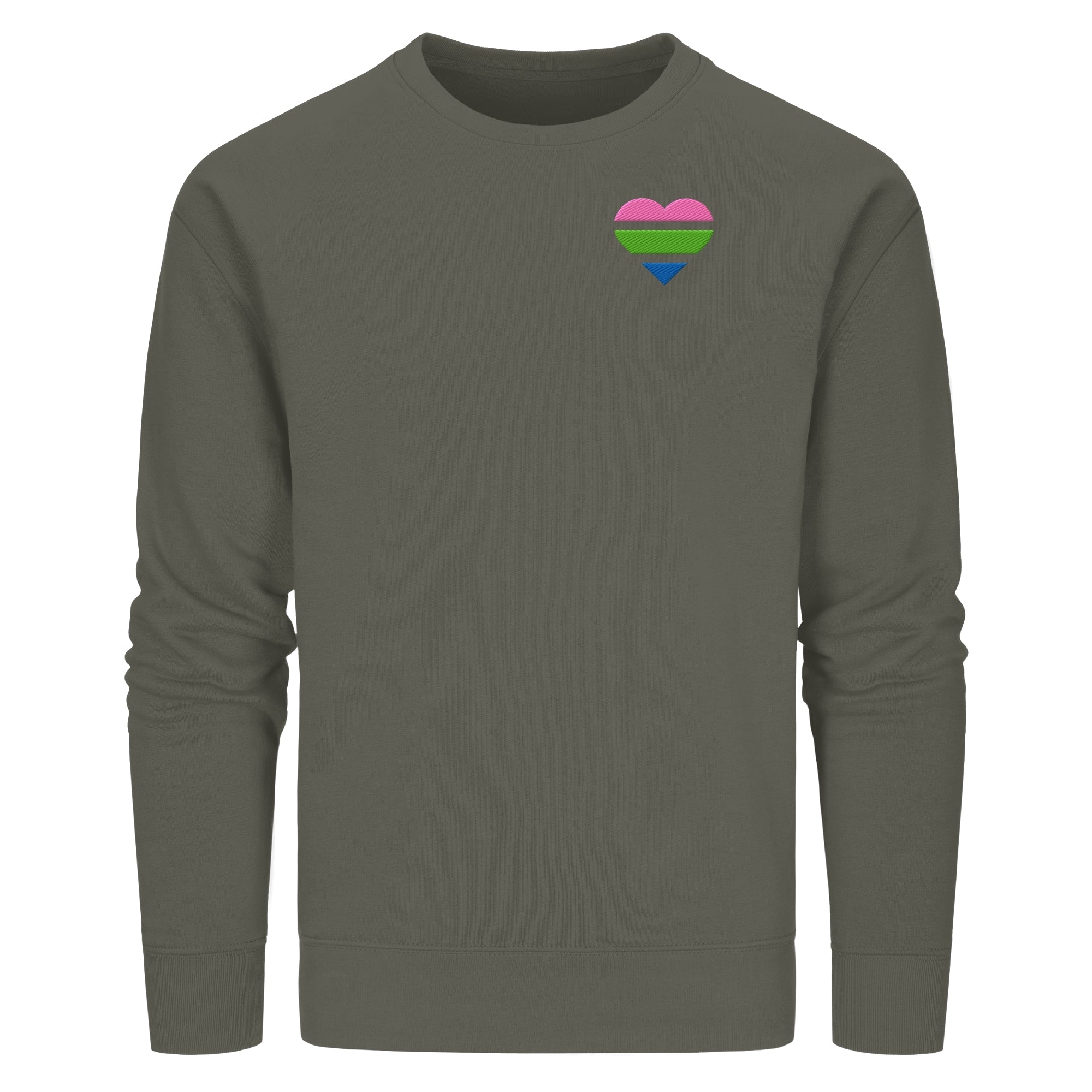 Organic Basic Sweatshirt - Polysexual Flag Herz Stick
