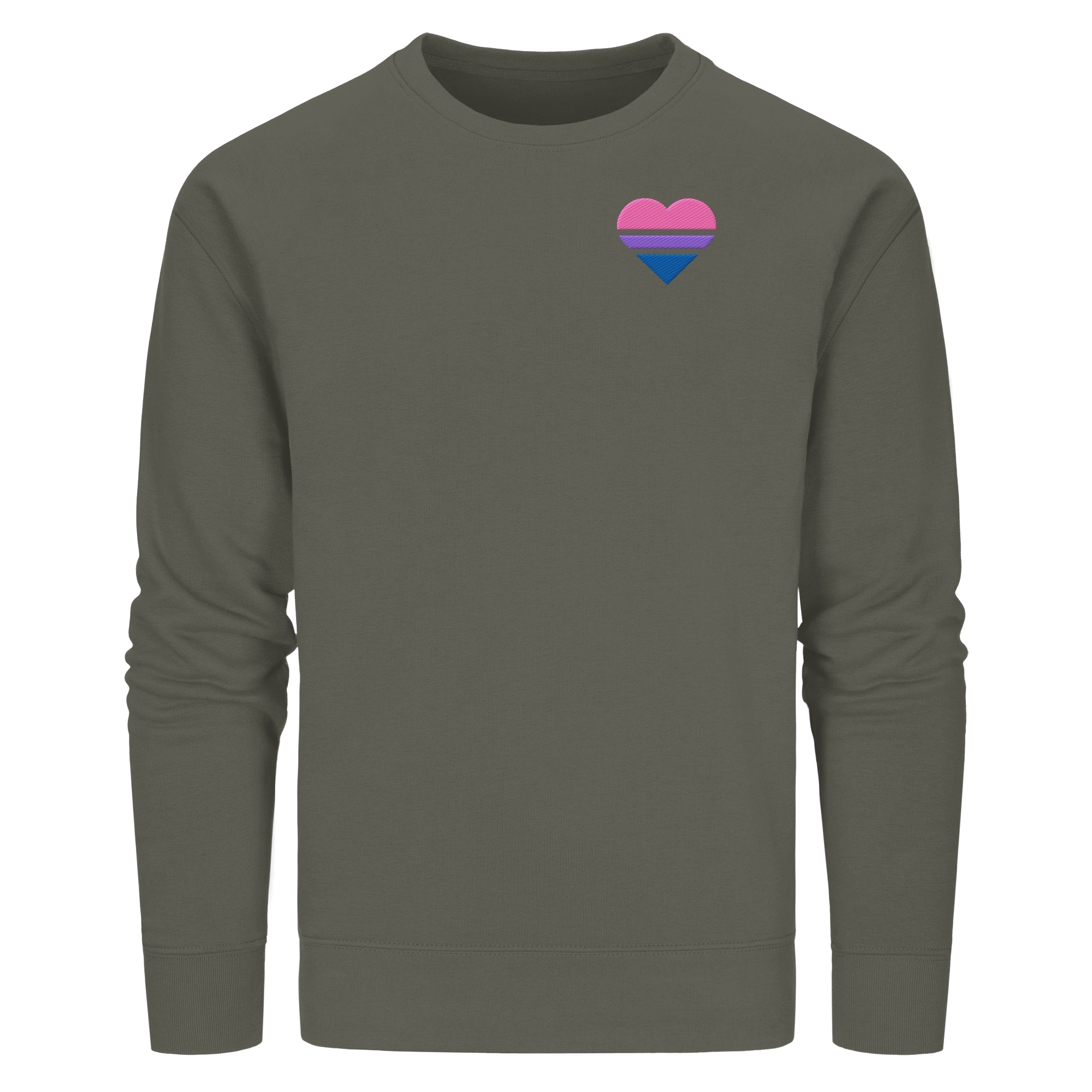 Organic Basic Sweatshirt - Bisexual Flag Herz Stick