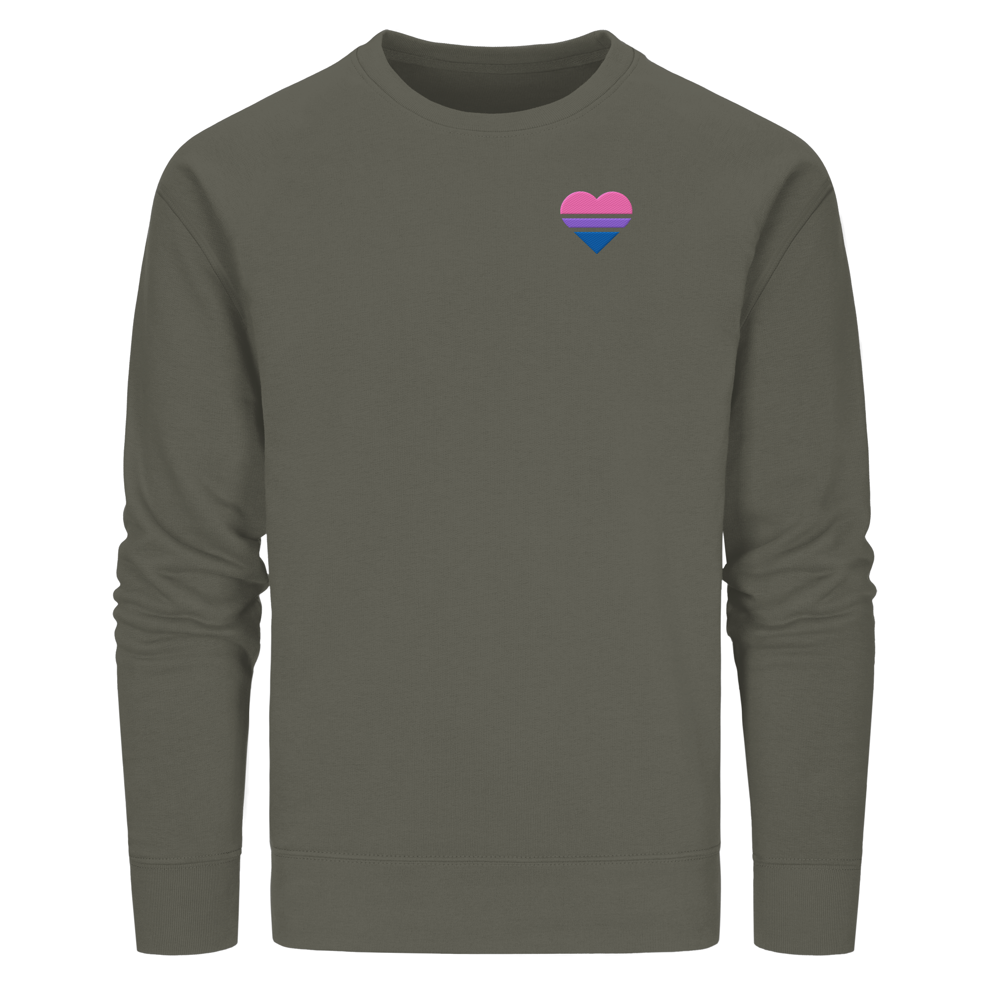Organic Basic Sweatshirt - Bisexual Flag Herz Stick