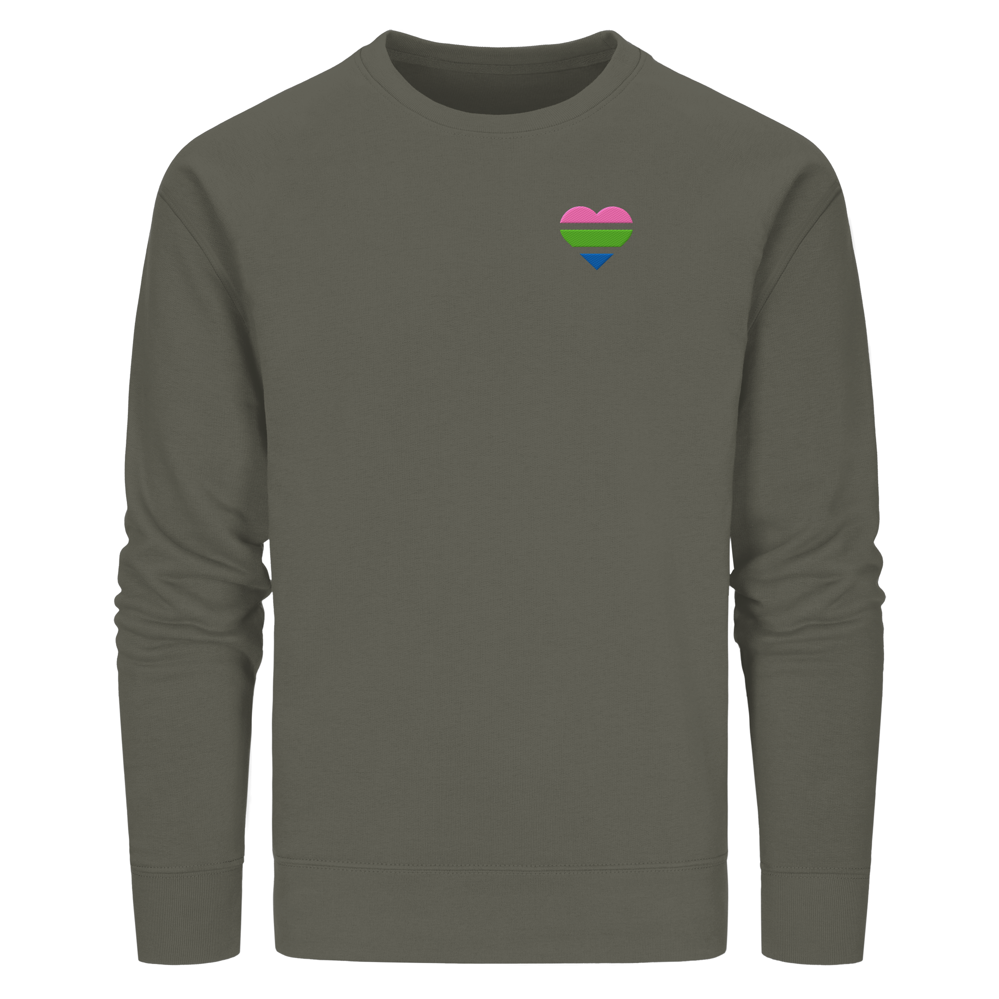 Organic Basic Sweatshirt - Polysexual Flag Herz Stick