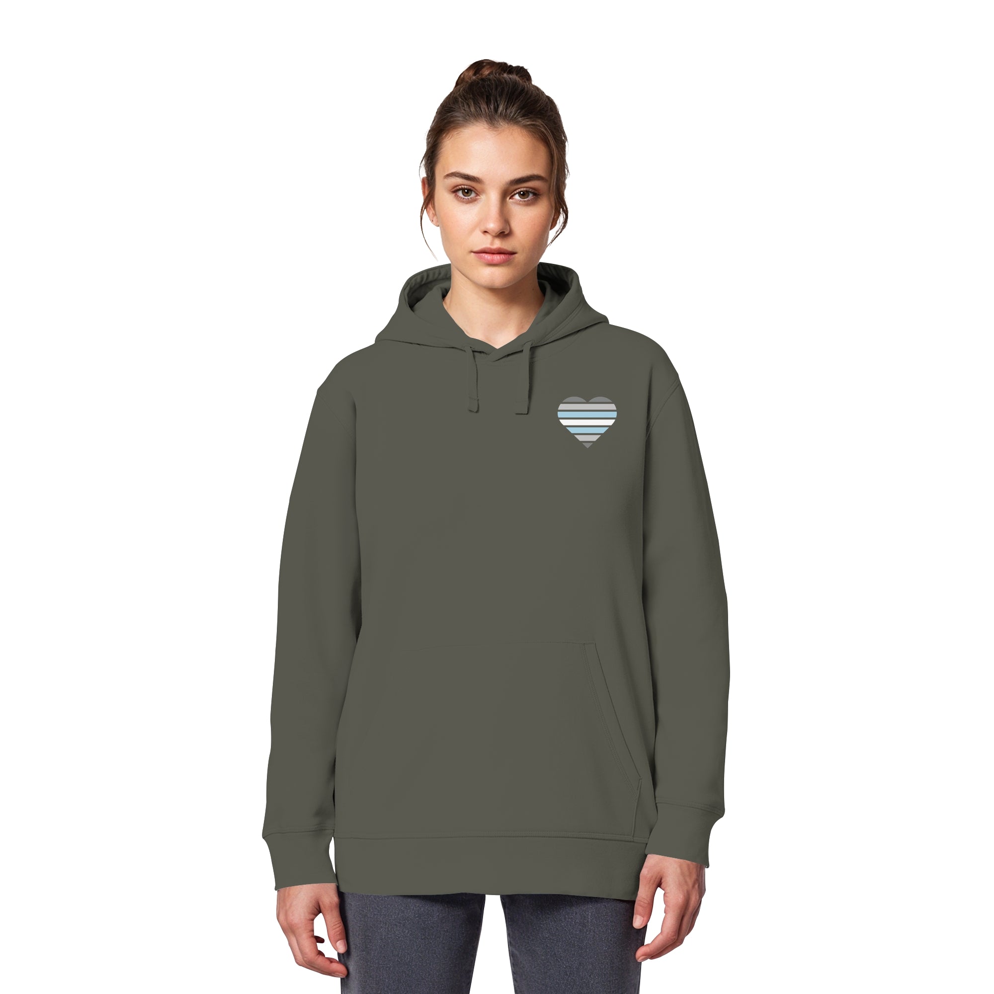 Organic Basic Hoodie - Demiboy Flag Herz Print