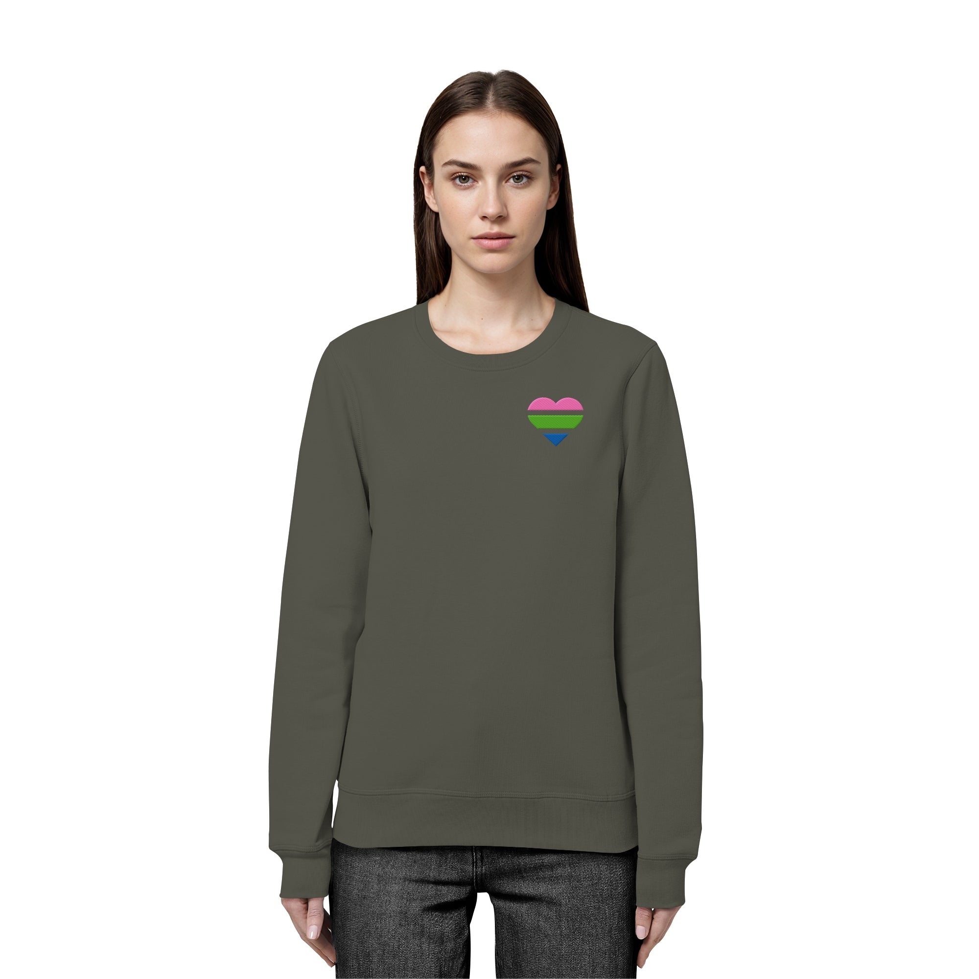 Organic Basic Sweatshirt - Polysexual Flag Herz Stick