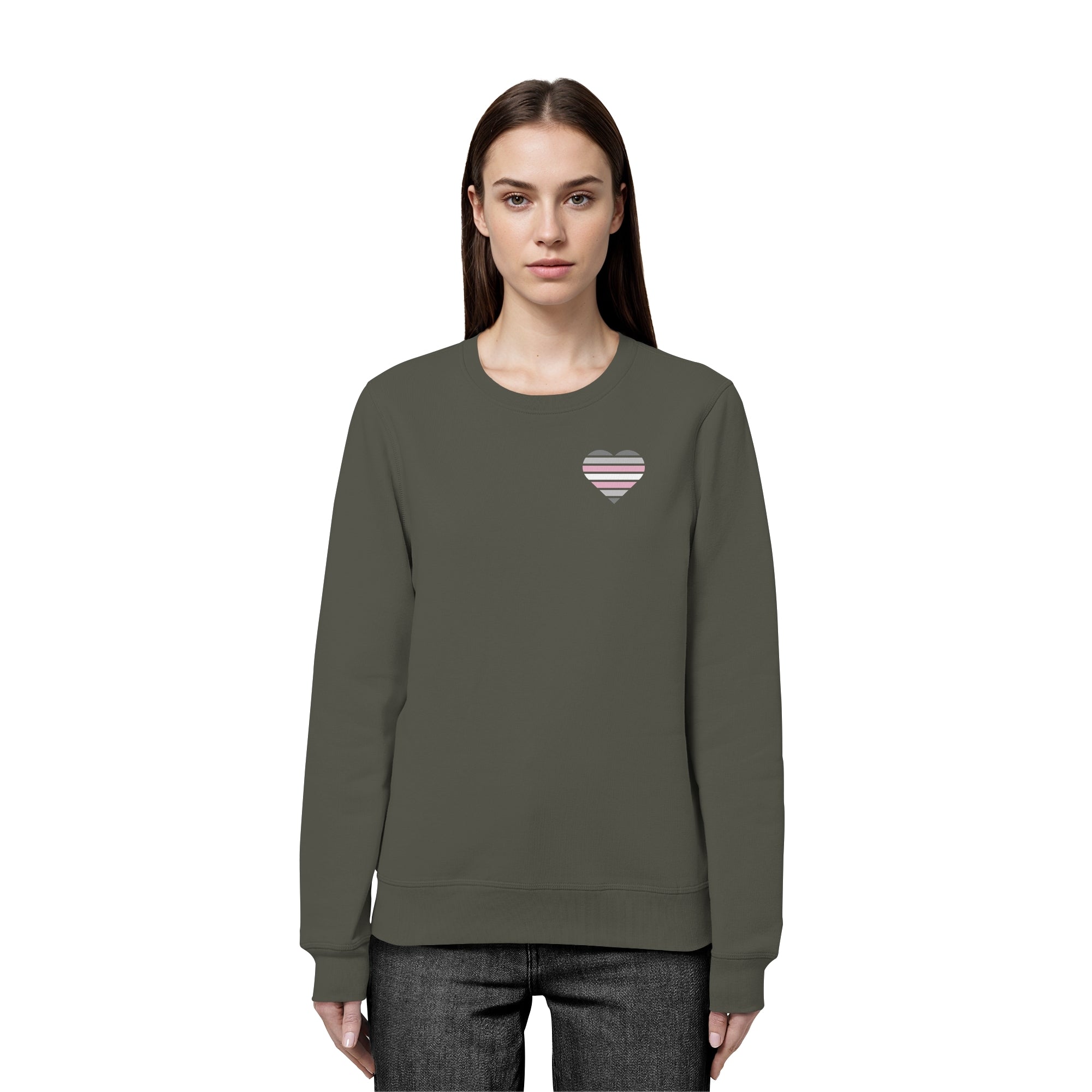 Organic Basic Sweatshirt - Demigirl Flag Herz Print