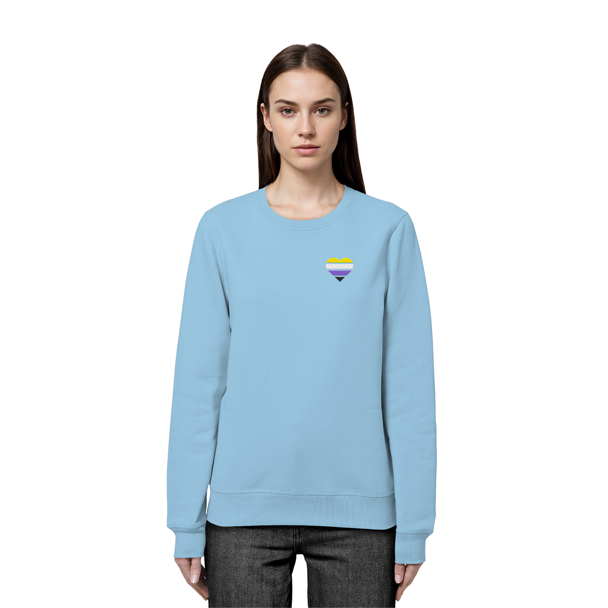 Organic Basic Sweatshirt mit Herz Stick - Nonbinary