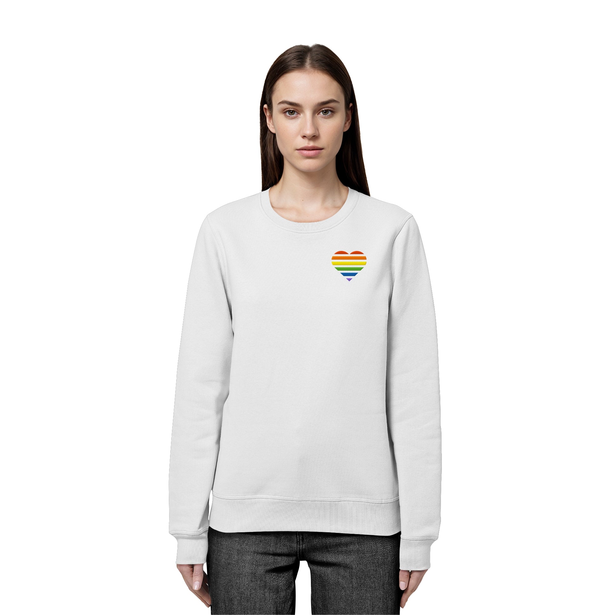 Organic Basic Sweatshirt - Pride Flag Herz Stick