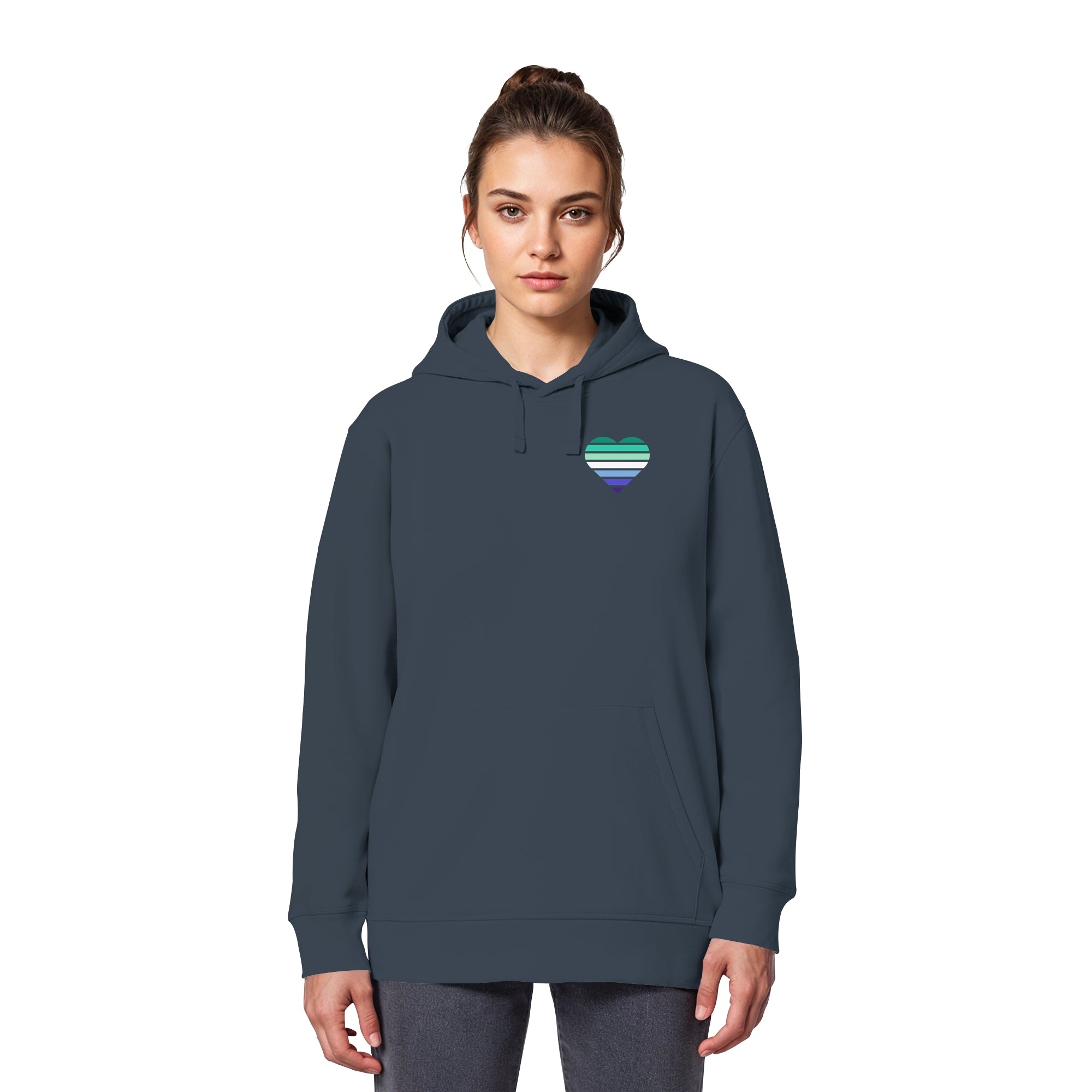 Organic Basic Hoodie - Gay Flag Herz Print