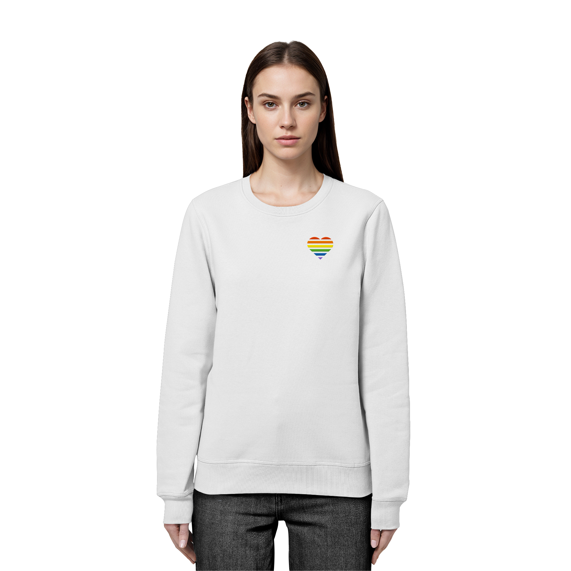 Organic Basic Sweatshirt - Pride Flag Herz