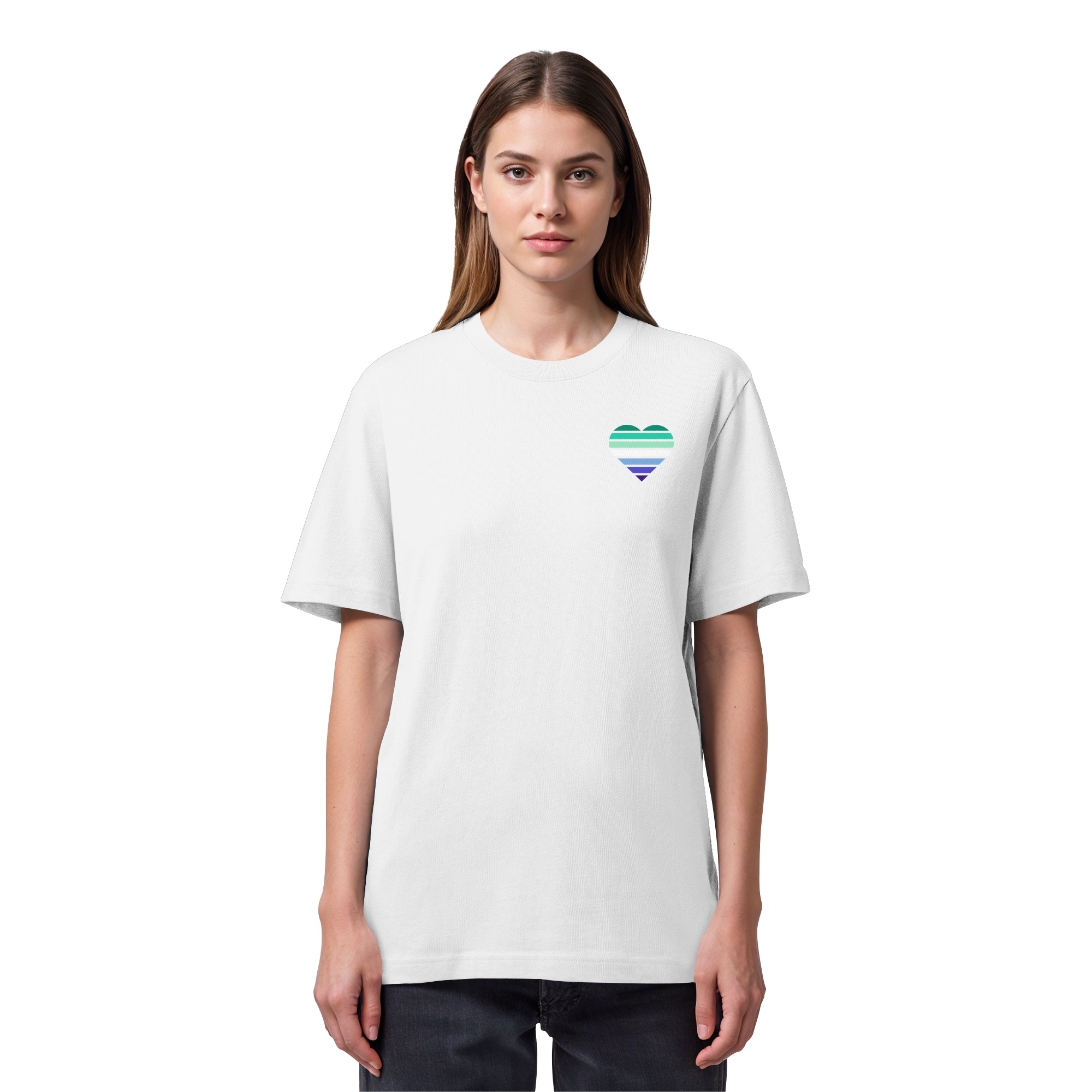 Organic Heavy Shirt - Gay Flag Herz Print