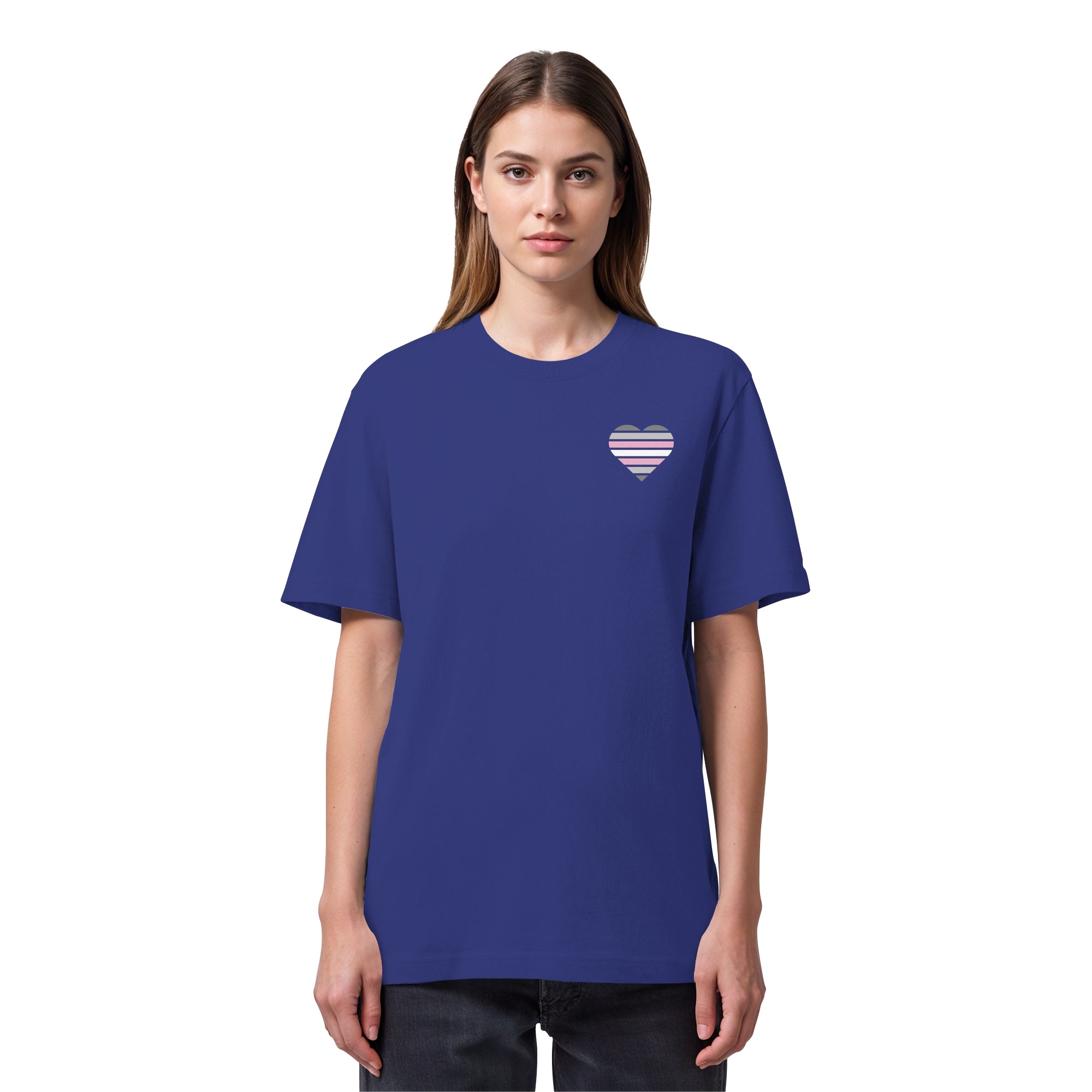 Organic Heavy Shirt - Demigirl Flag Herz Print