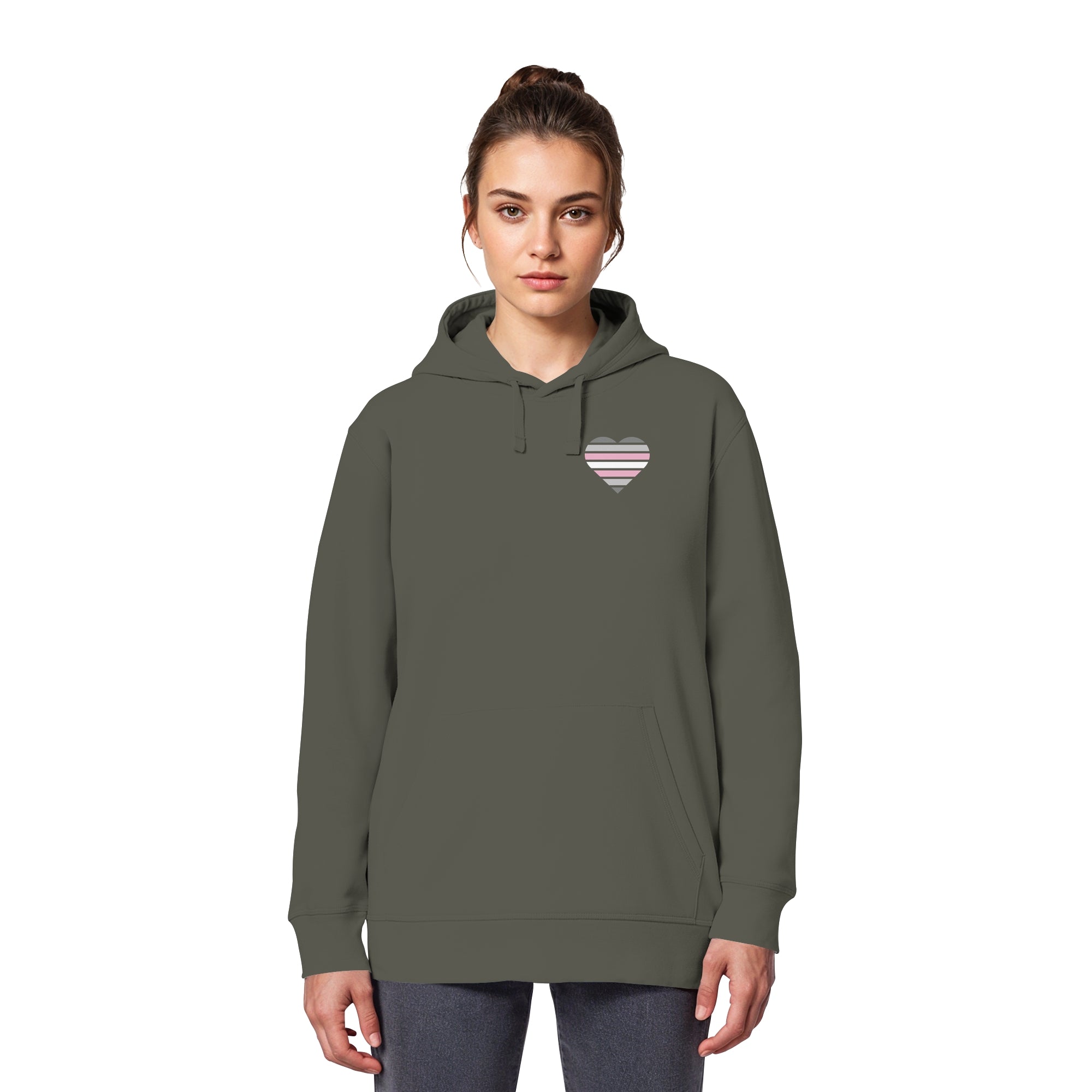 Organic Basic Hoodie - Demigirl Flag Herz Print