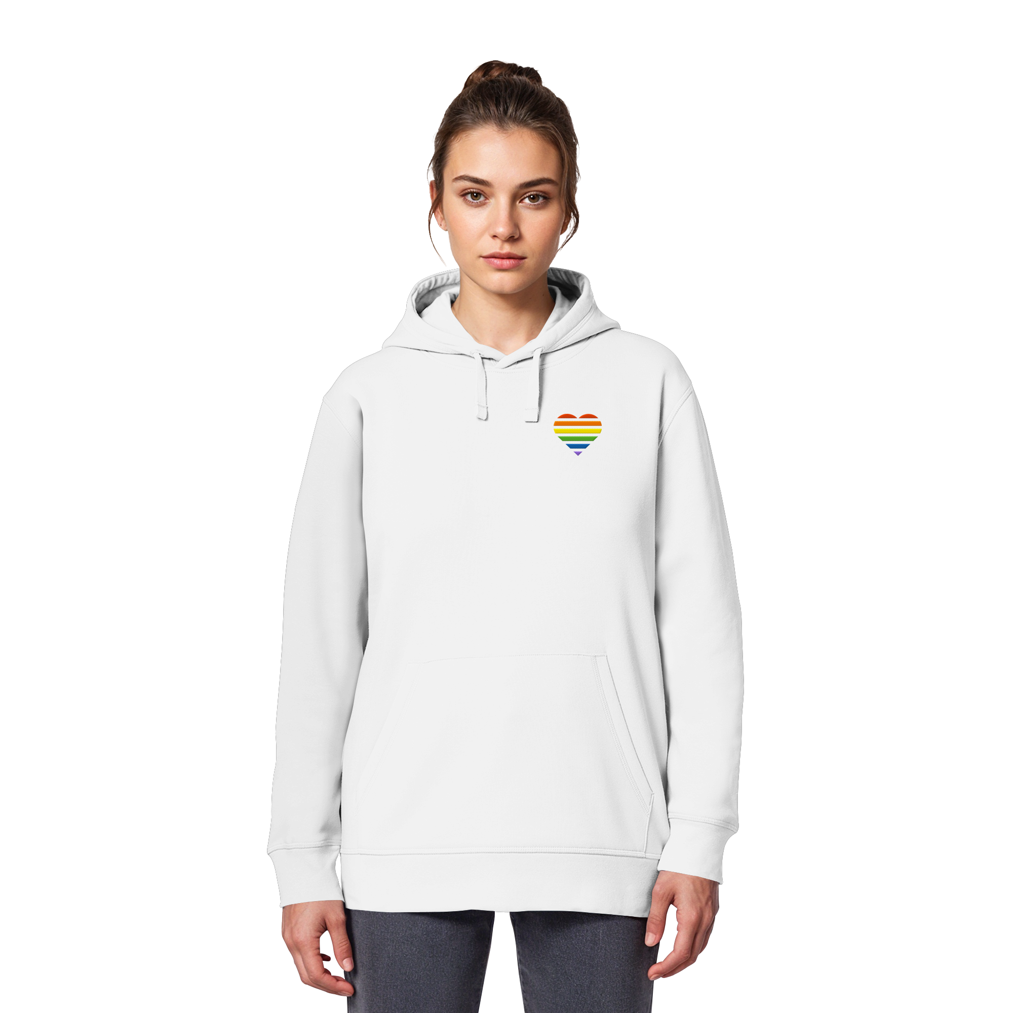 Organic Basic Hoodie - Pride Flag Herz Stick