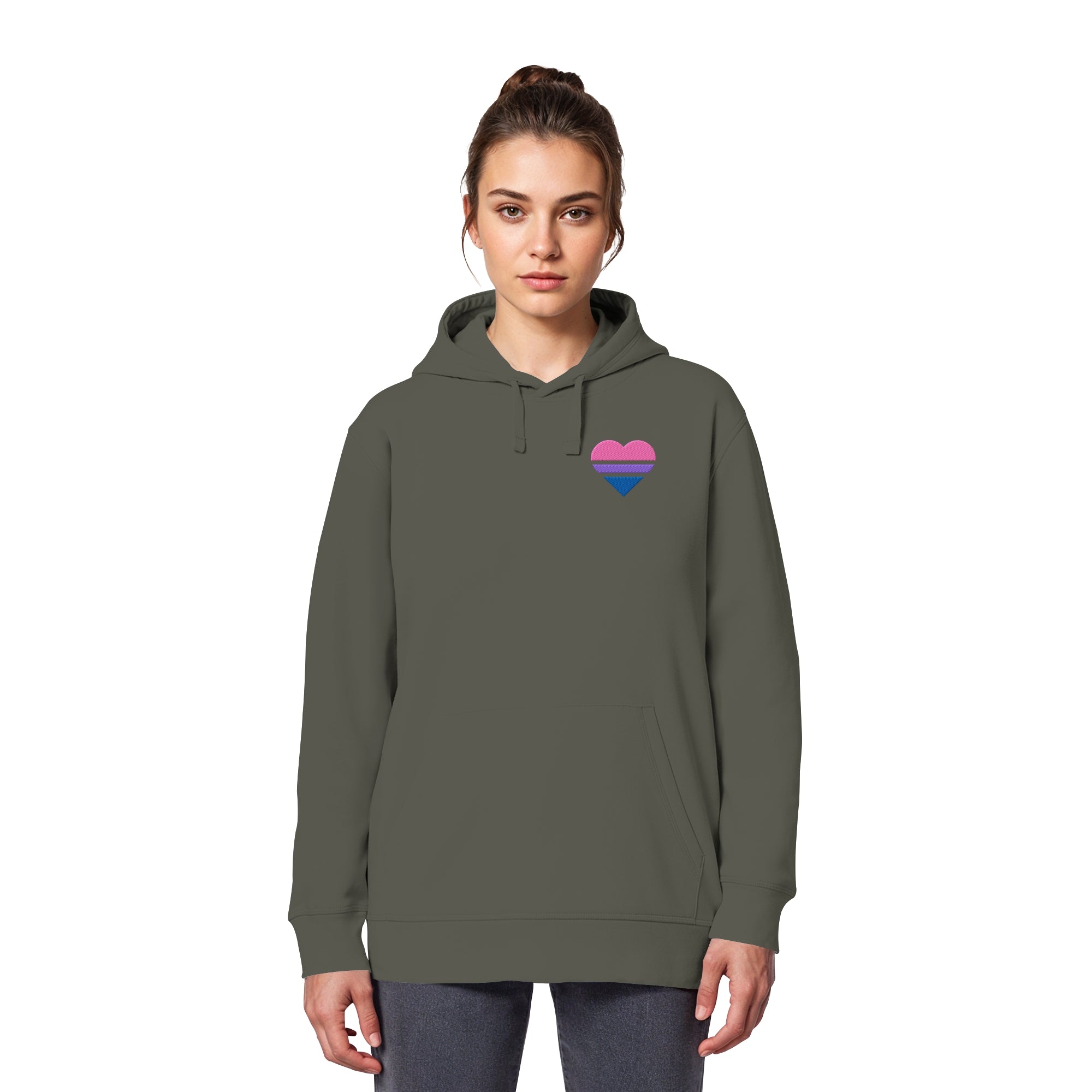 Organic Basic Hoodie - Bisexual Flag Herz Stick