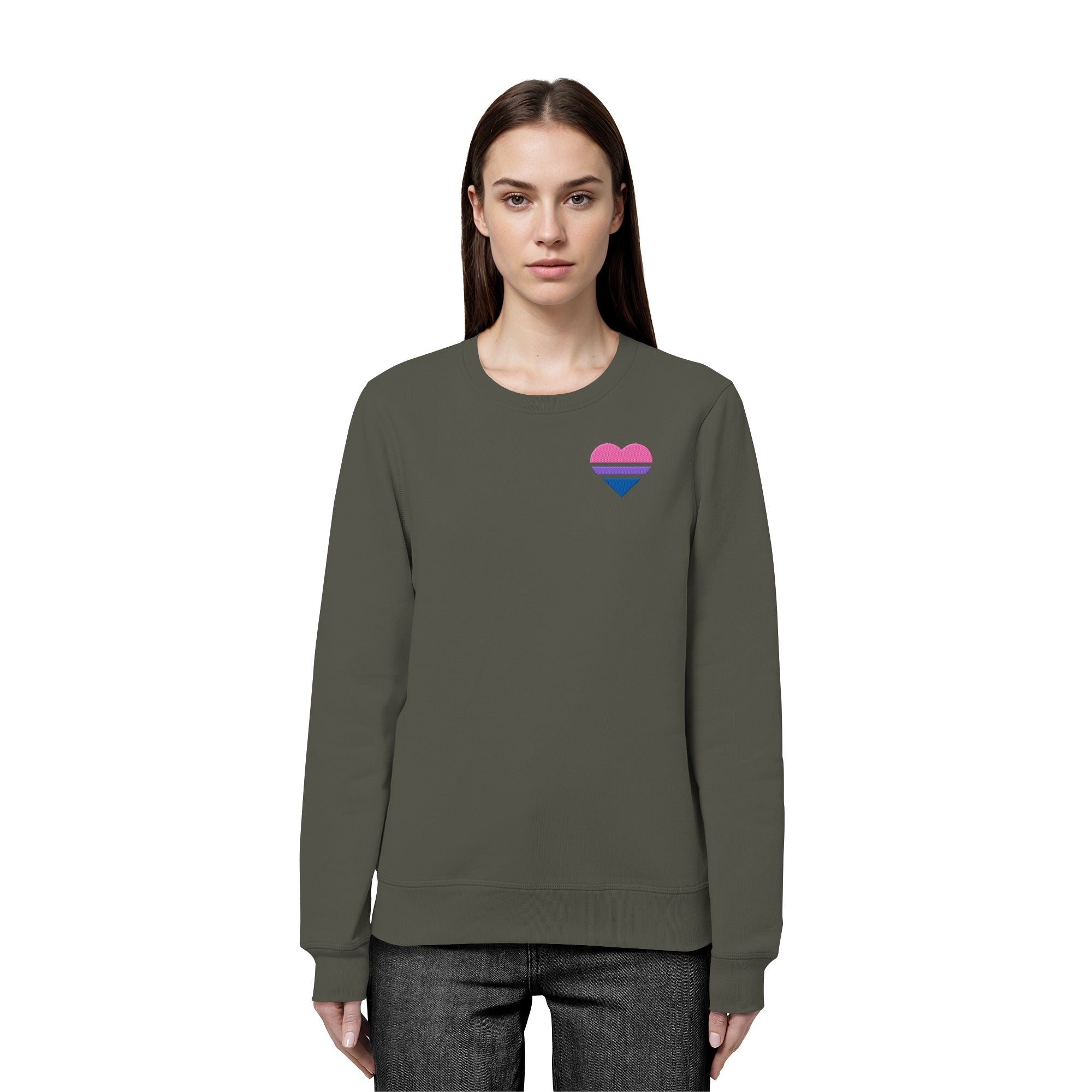 Organic Basic Sweatshirt - Bisexual Flag Herz Stick
