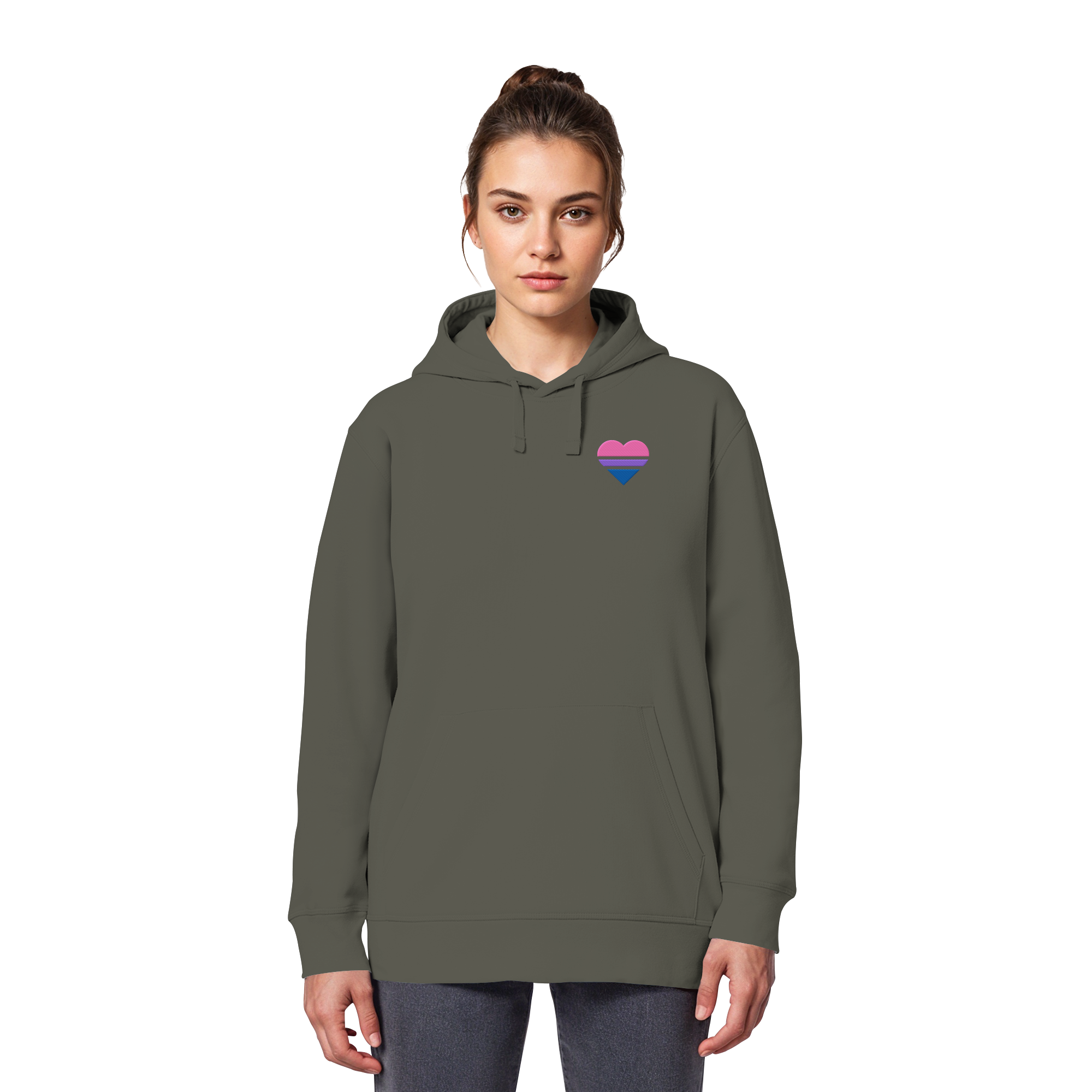 Organic Basic Hoodie - Bisexual Flag Herz Stick
