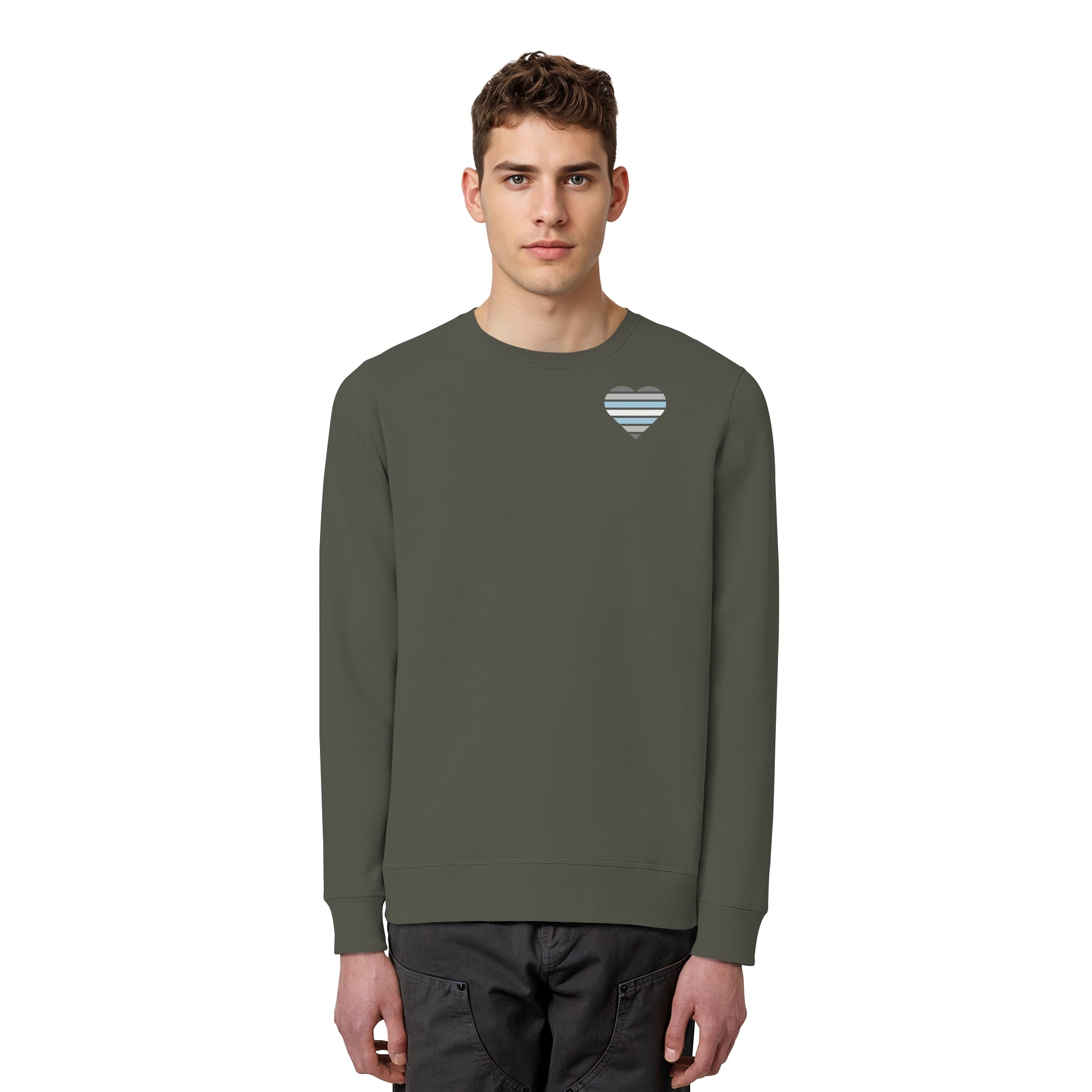 Organic Basic Sweatshirt - Demiboy Flag Herz Print