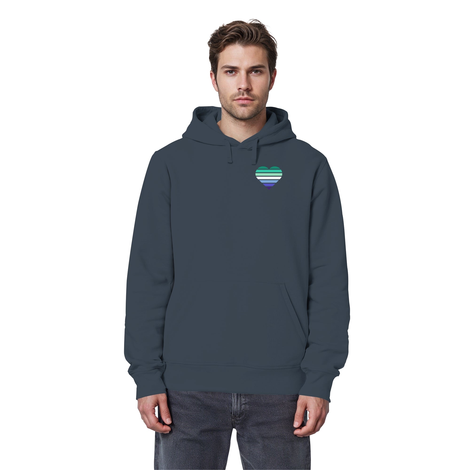 Organic Basic Hoodie - Gay Flag Herz Print