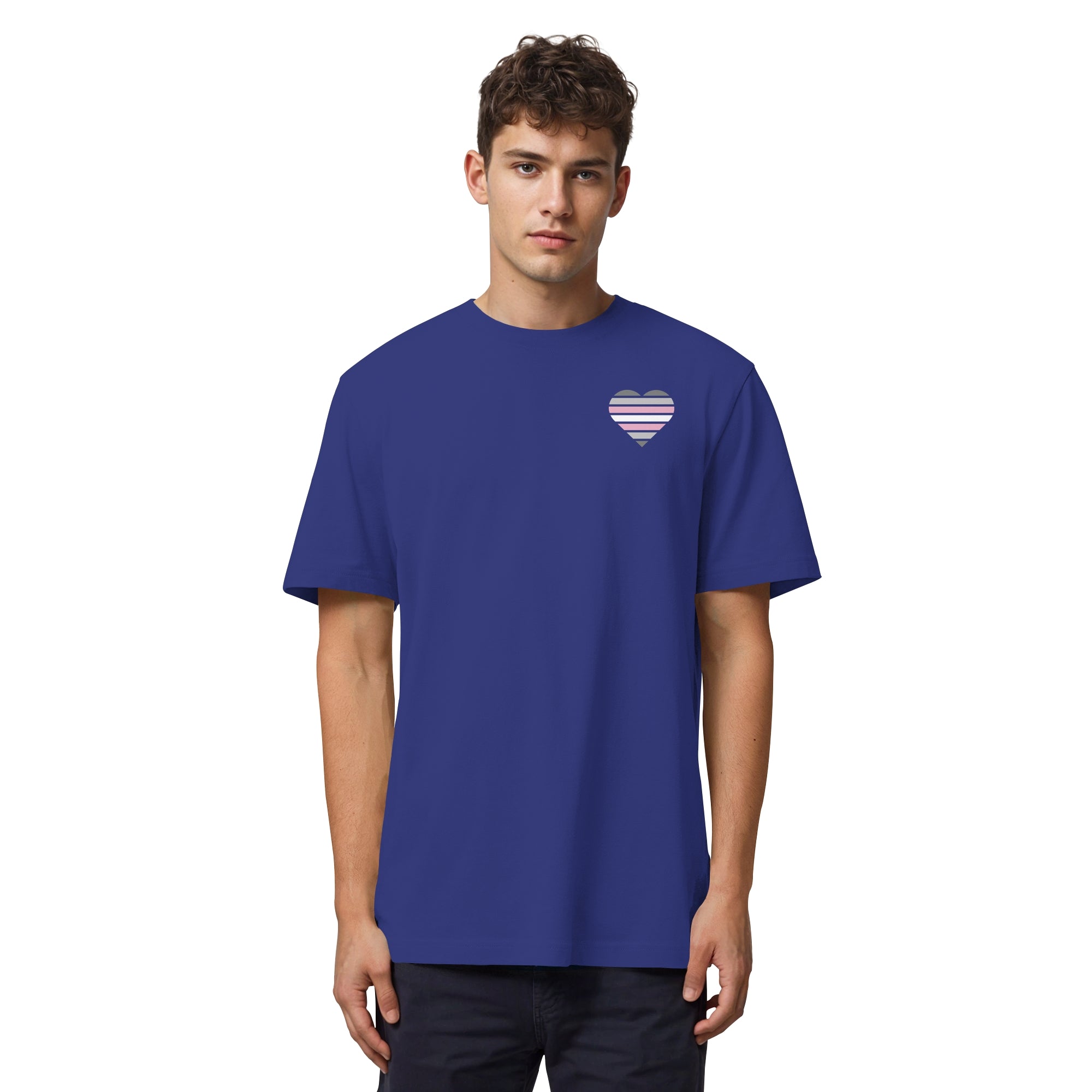 Organic Heavy Shirt - Demigirl Flag Herz Print