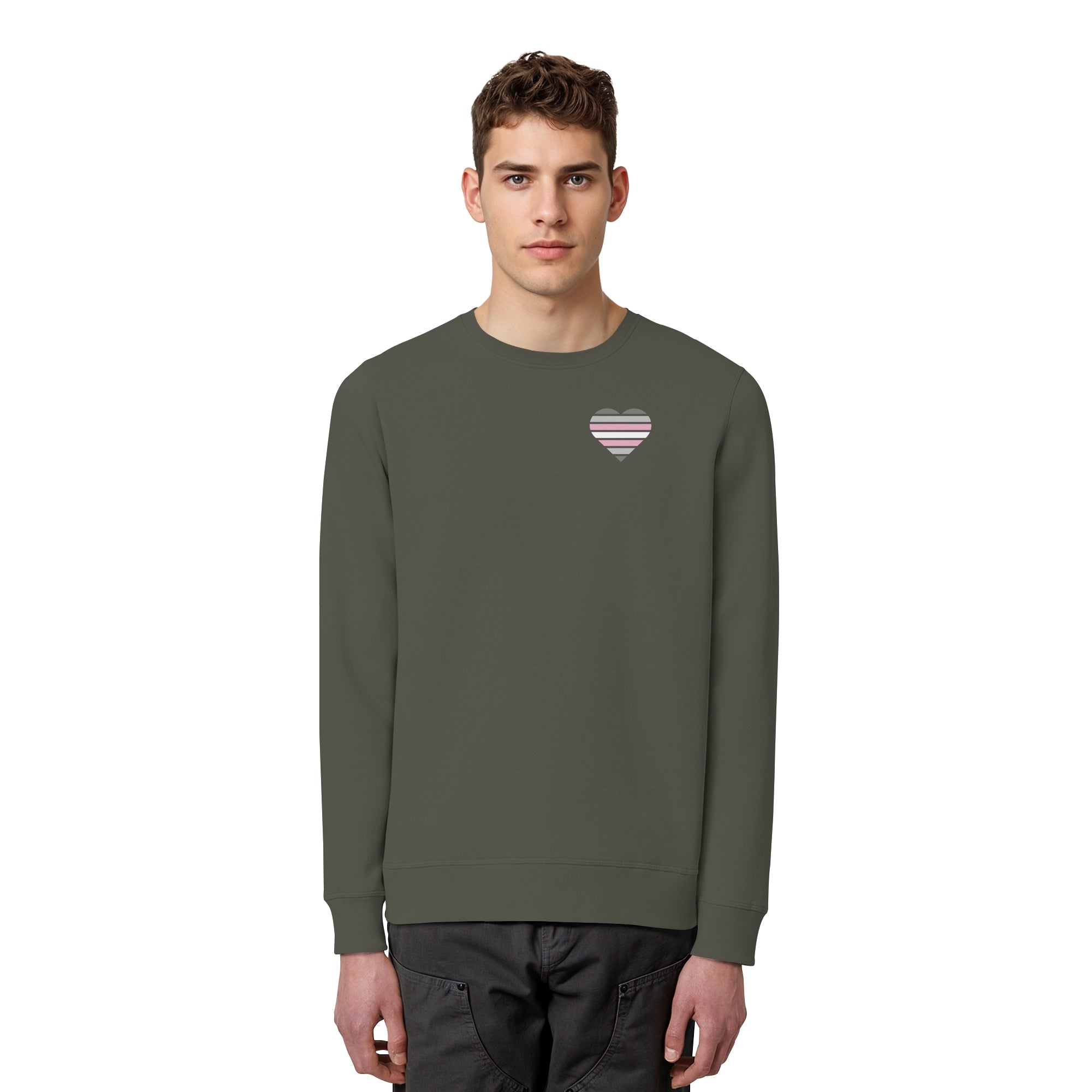 Organic Basic Sweatshirt - Demigirl Flag Herz Print