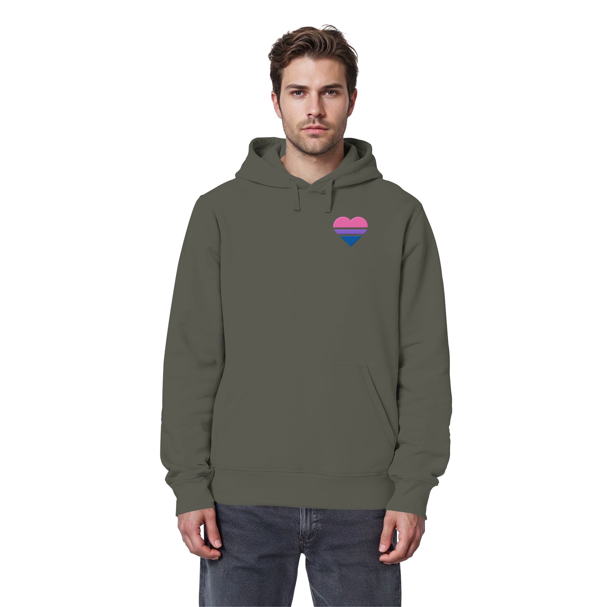 Organic Basic Hoodie - Bisexual Flag Herz Stick