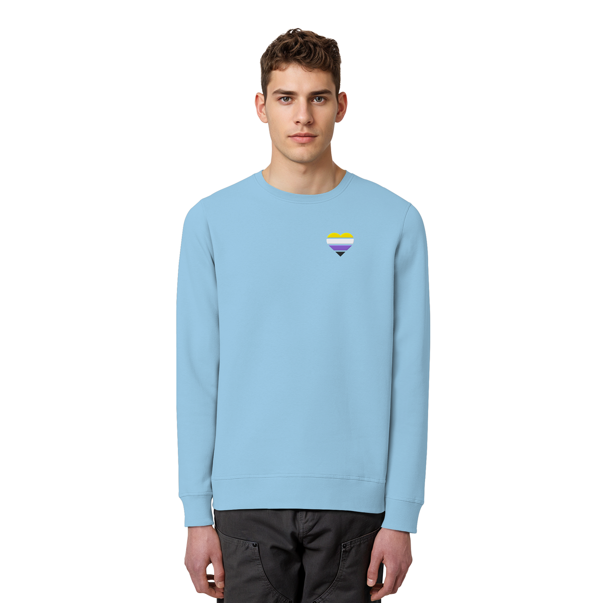 Organic Basic Sweatshirt mit Herz Stick - Nonbinary