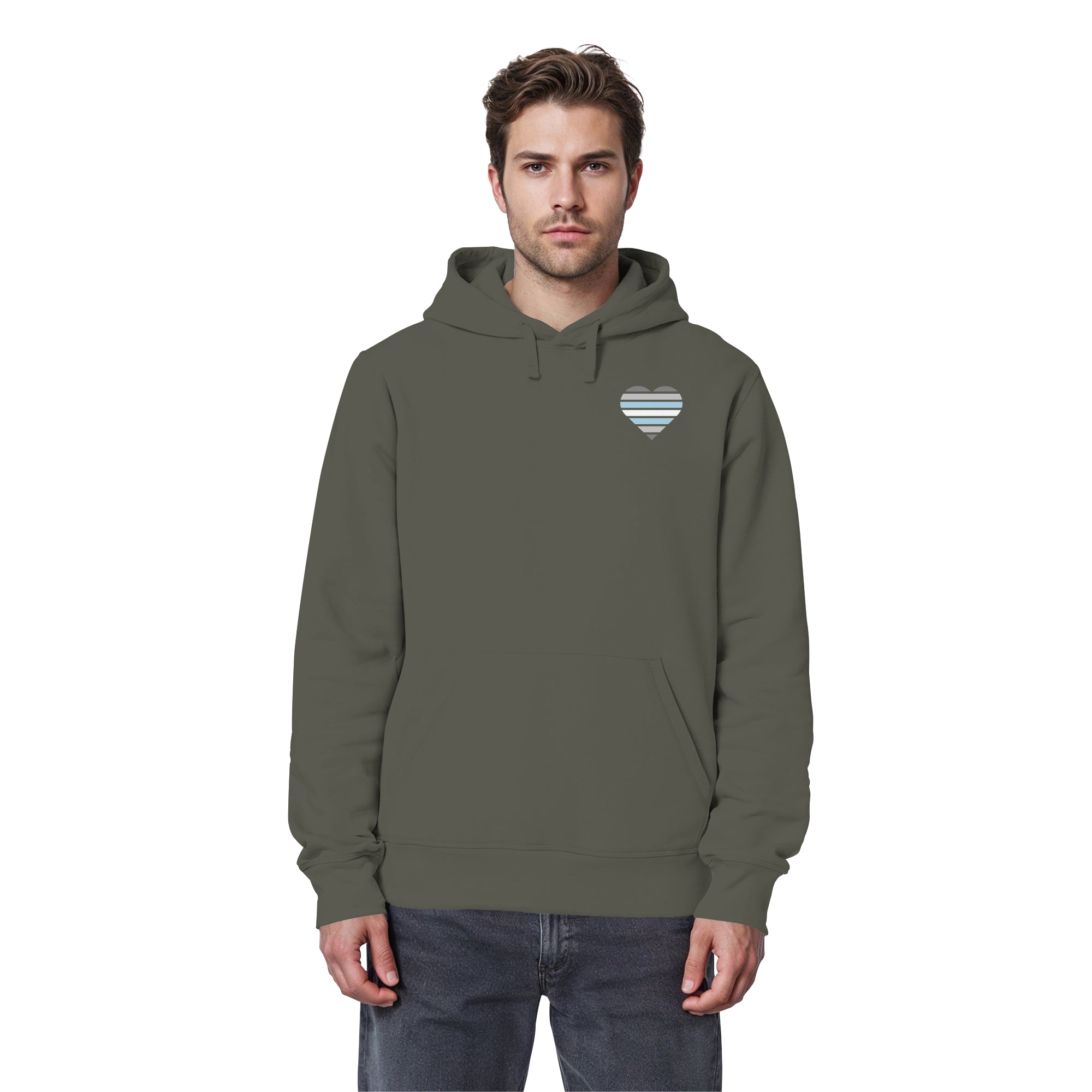 Organic Basic Hoodie - Demiboy Flag Herz Print