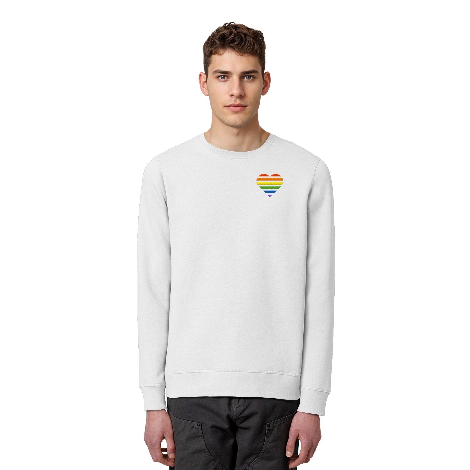 Organic Basic Sweatshirt - Pride Flag Herz Stick