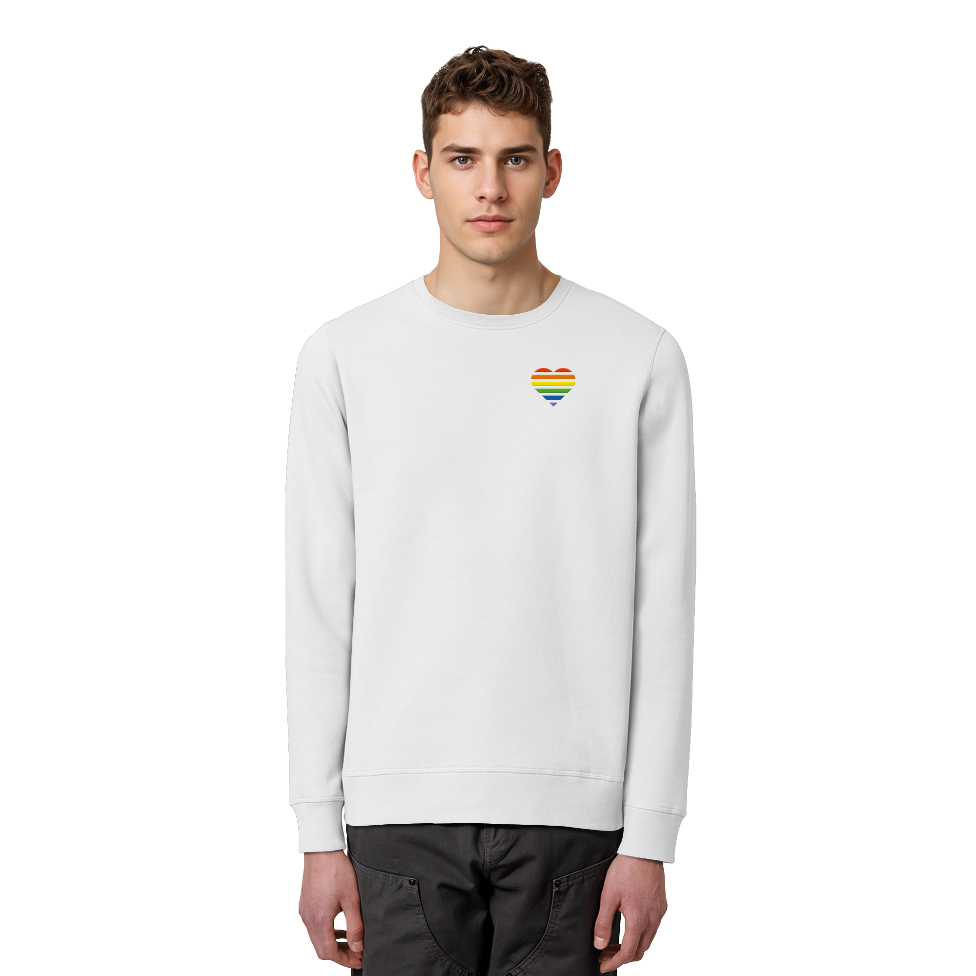 Organic Basic Sweatshirt - Pride Flag Herz