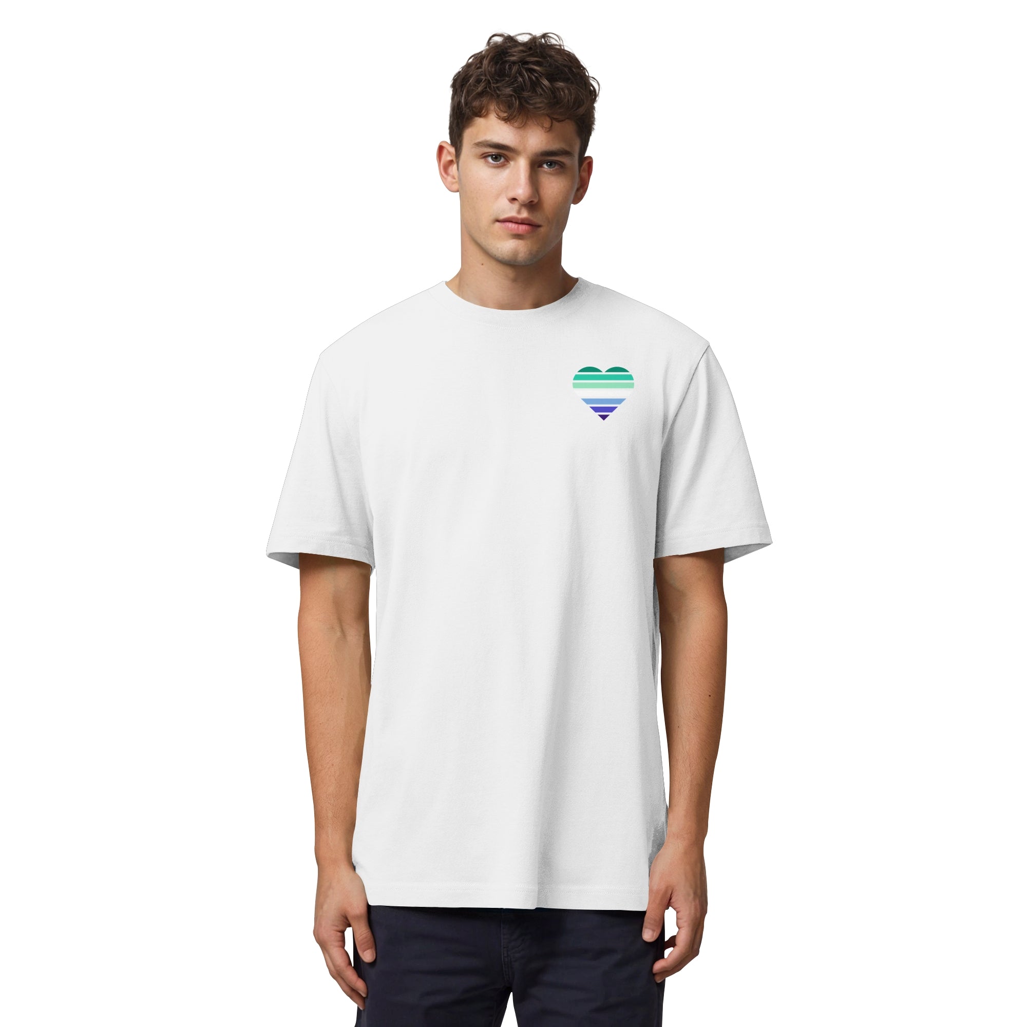 Organic Heavy Shirt - Gay Flag Herz Print