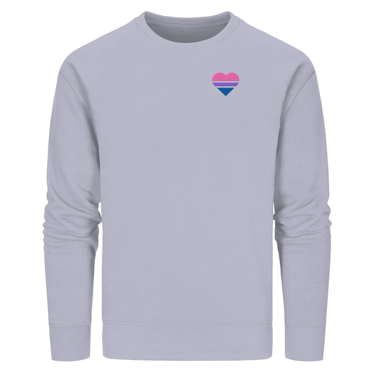 Organic Basic Sweatshirt - Bisexual Flag Herz Stick