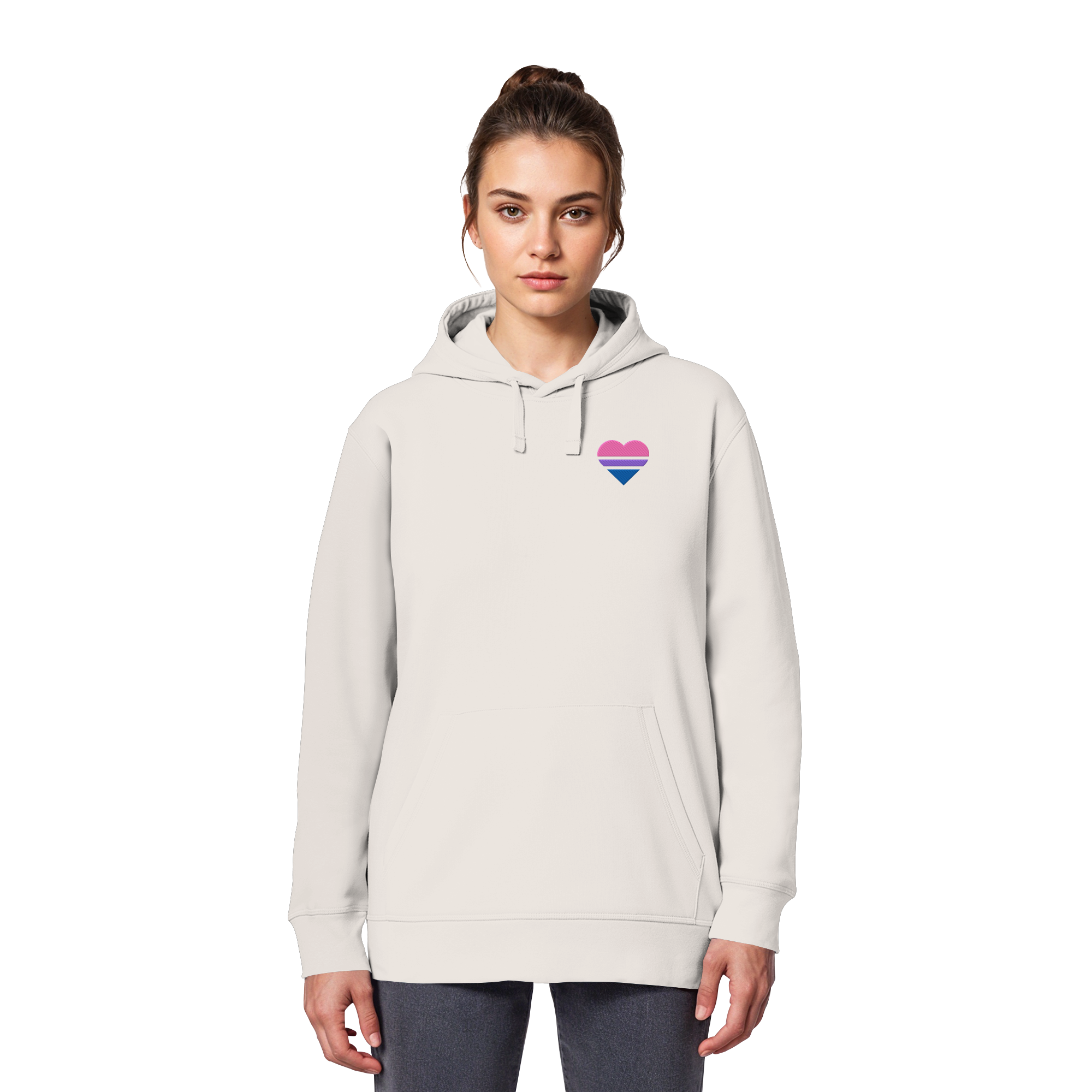 Organic Basic Hoodie - Bisexual Flag Herz Stick