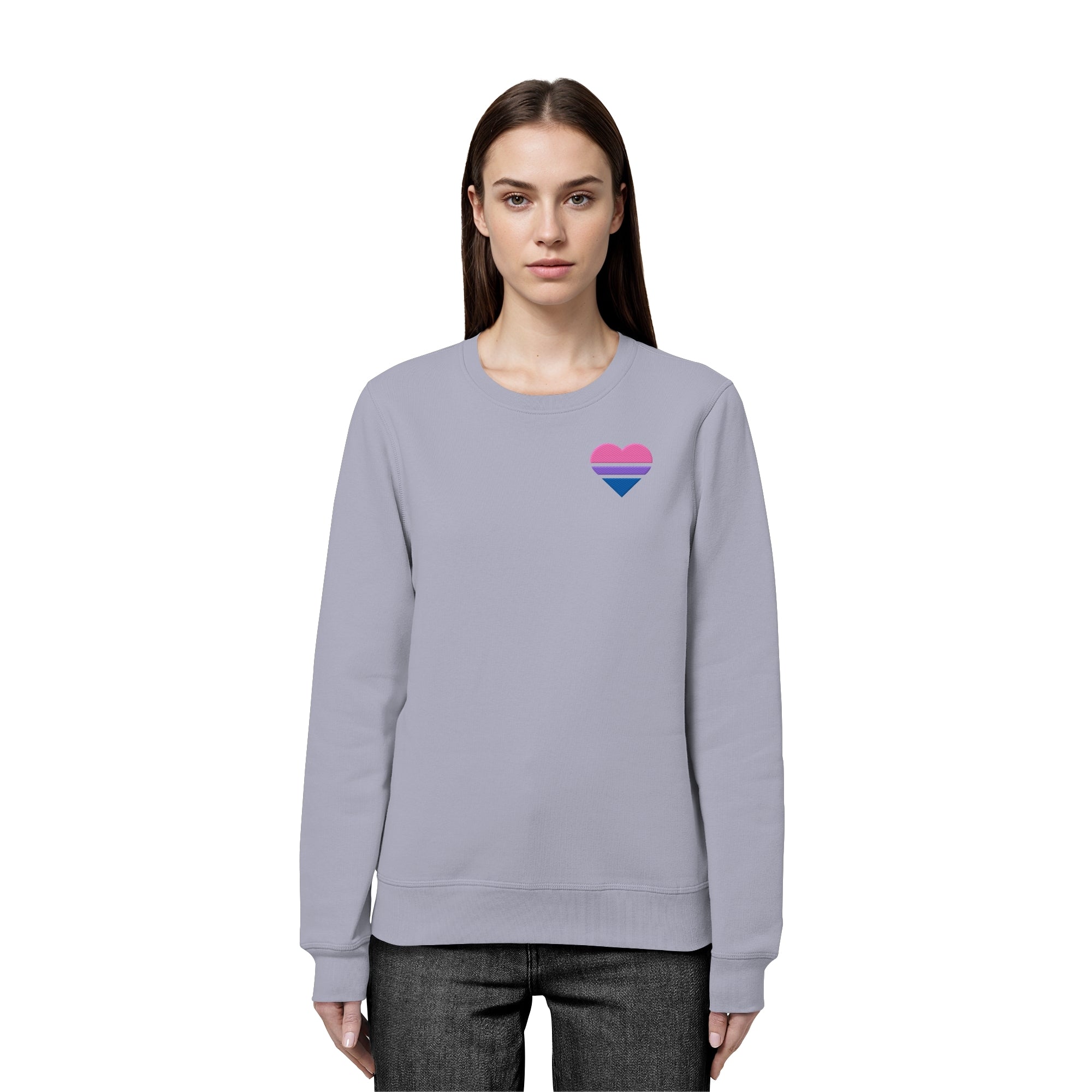 Organic Basic Sweatshirt - Bisexual Flag Herz Stick
