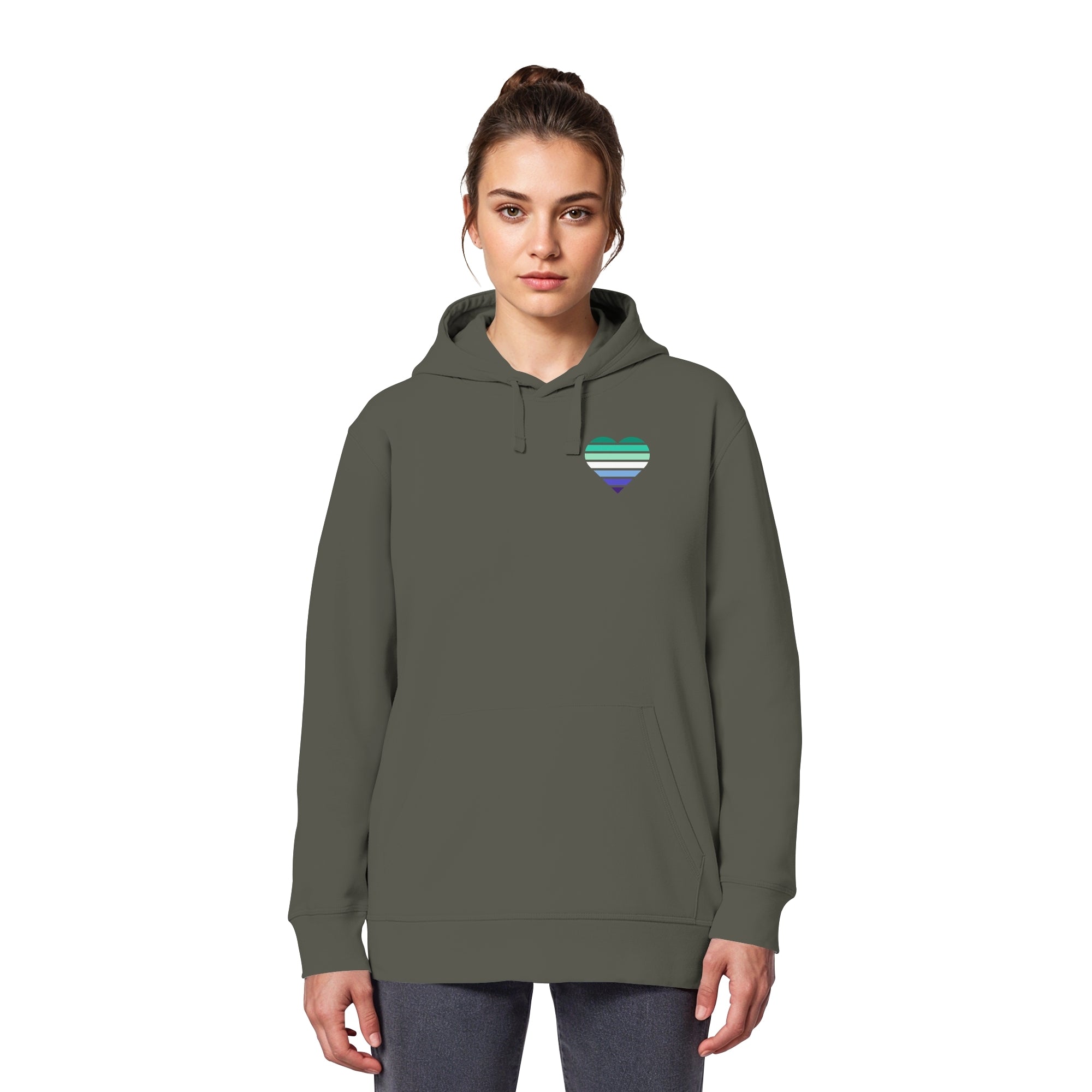 Organic Basic Hoodie - Gay Flag Herz Print