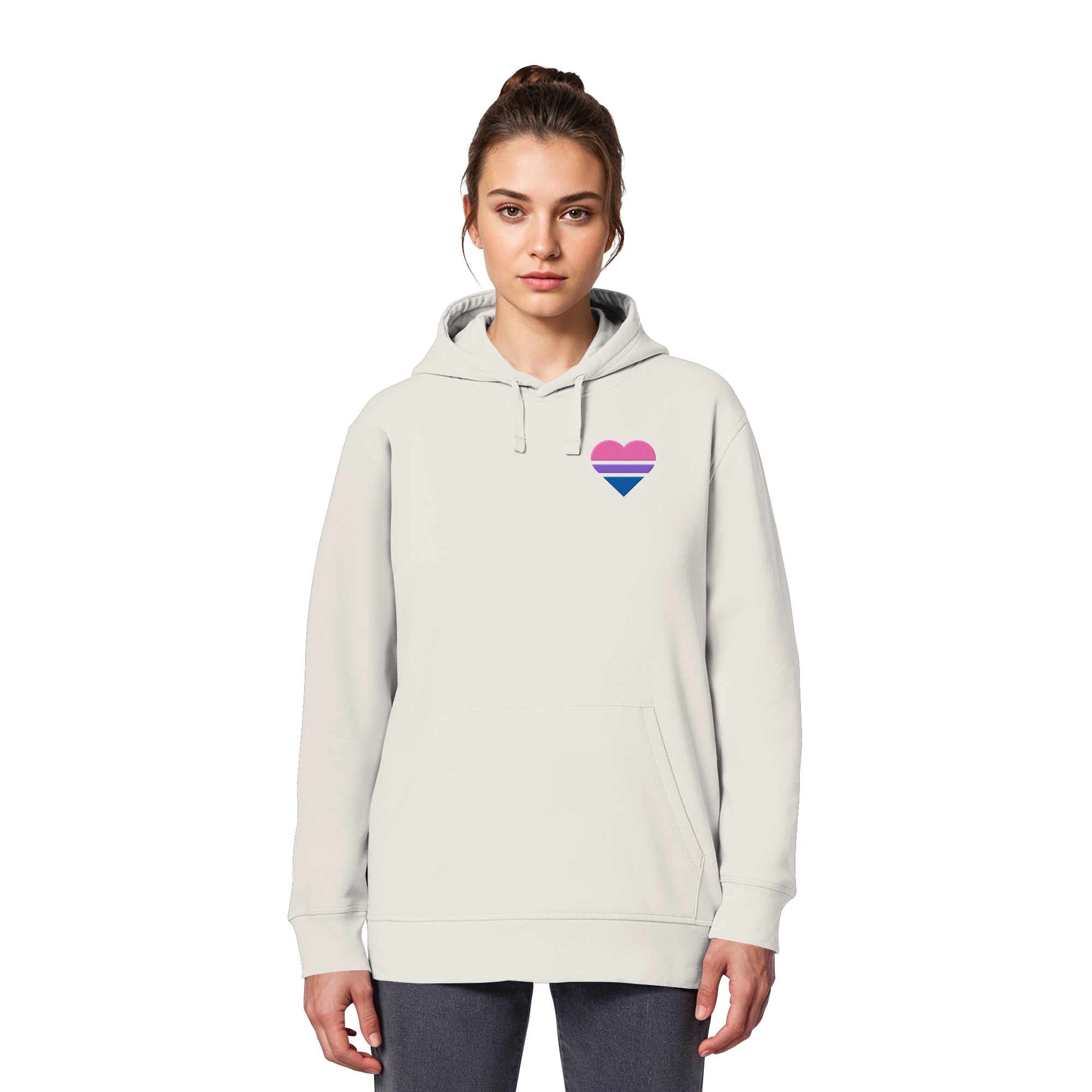 Organic Basic Hoodie - Bisexual Flag Herz Stick