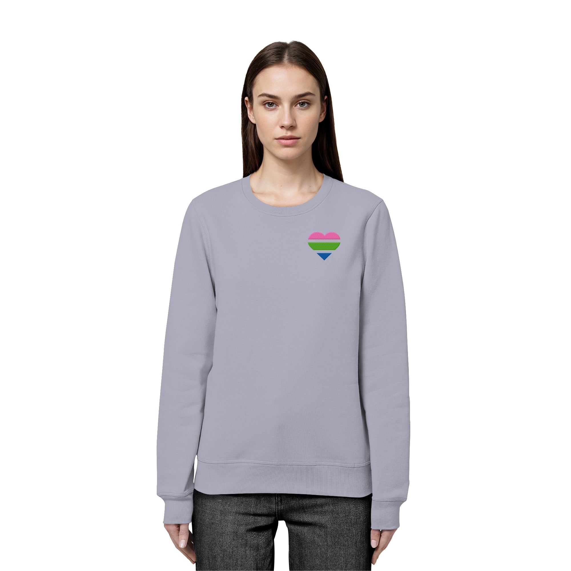 Organic Basic Sweatshirt - Polysexual Flag Herz Stick