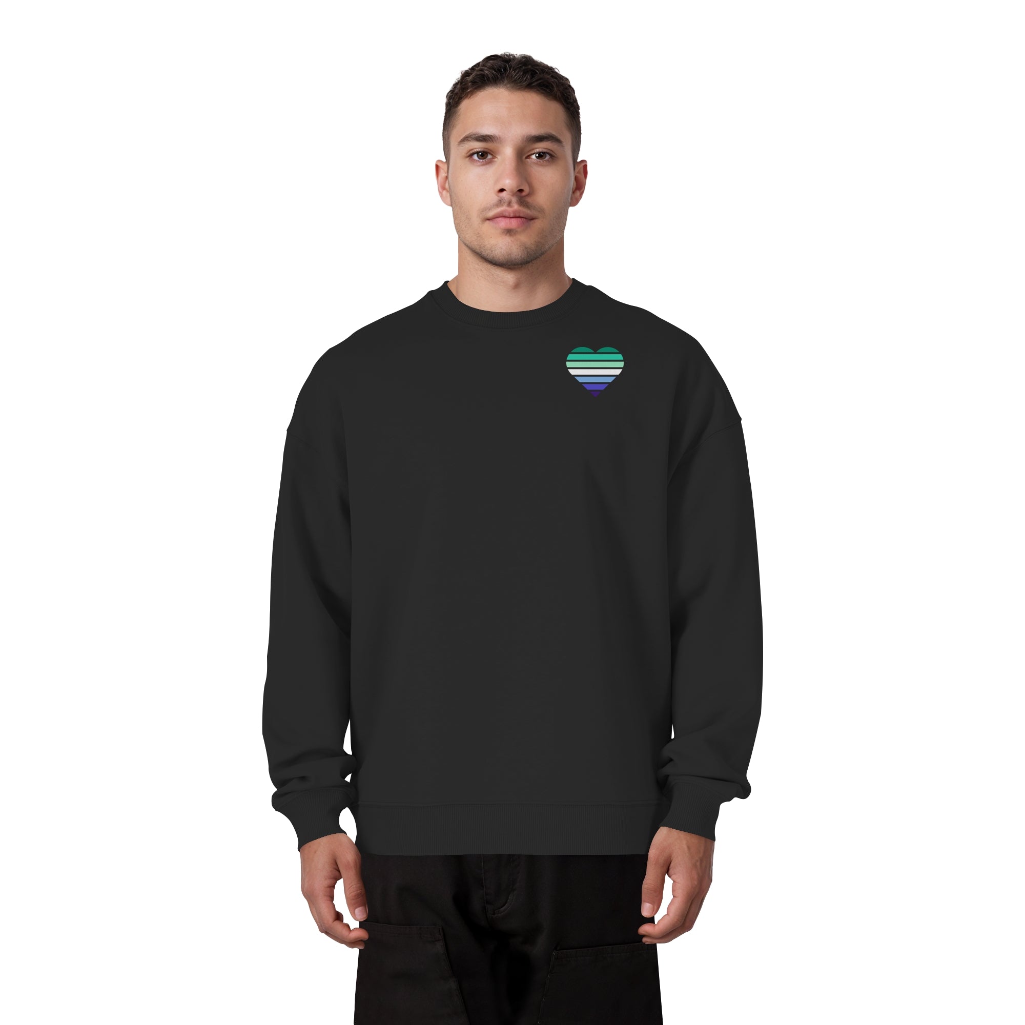 Organic Oversize Sweatshirt - Gay Flag Herz Print