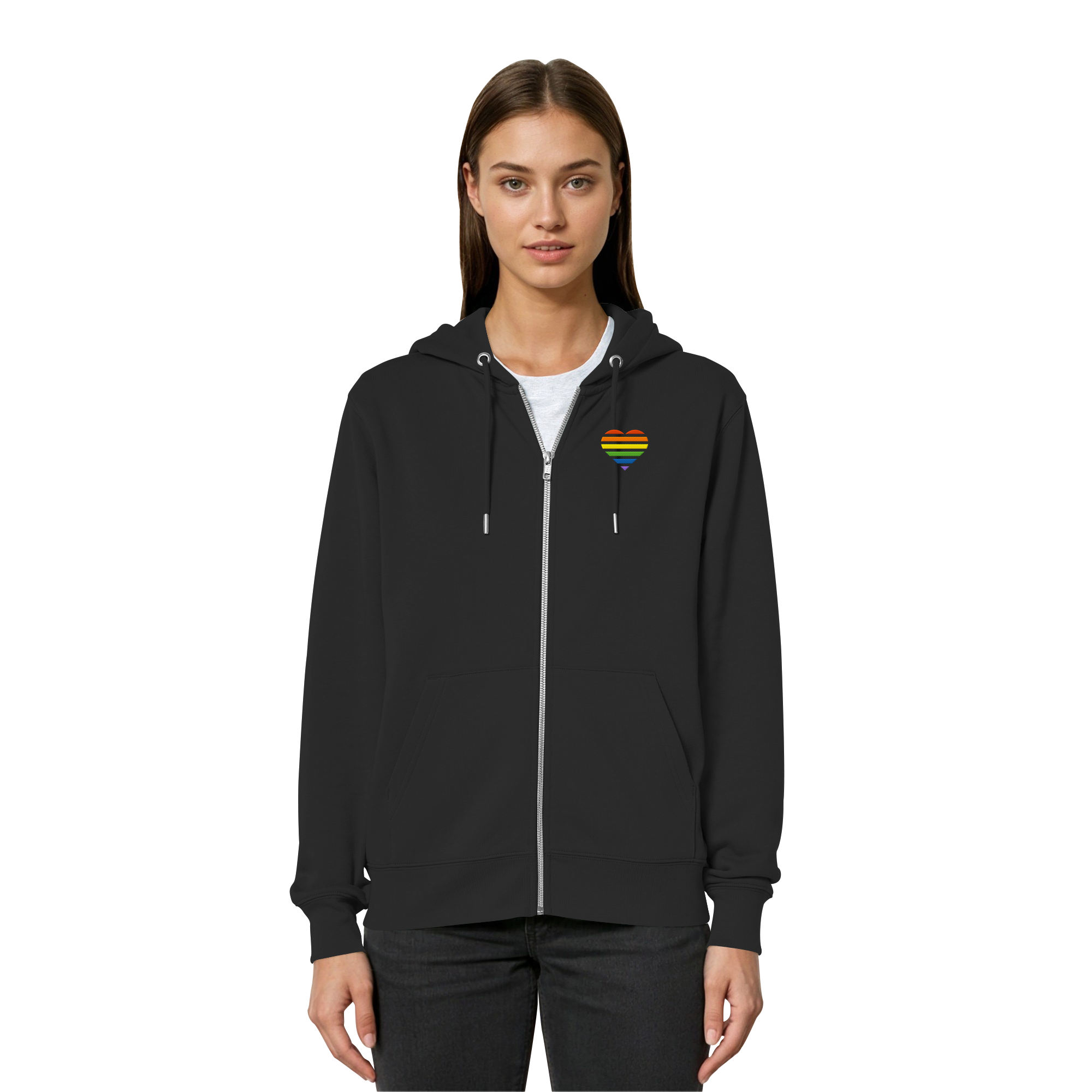 Organic Relaxed Zipper - Pride Flag Herz Stick