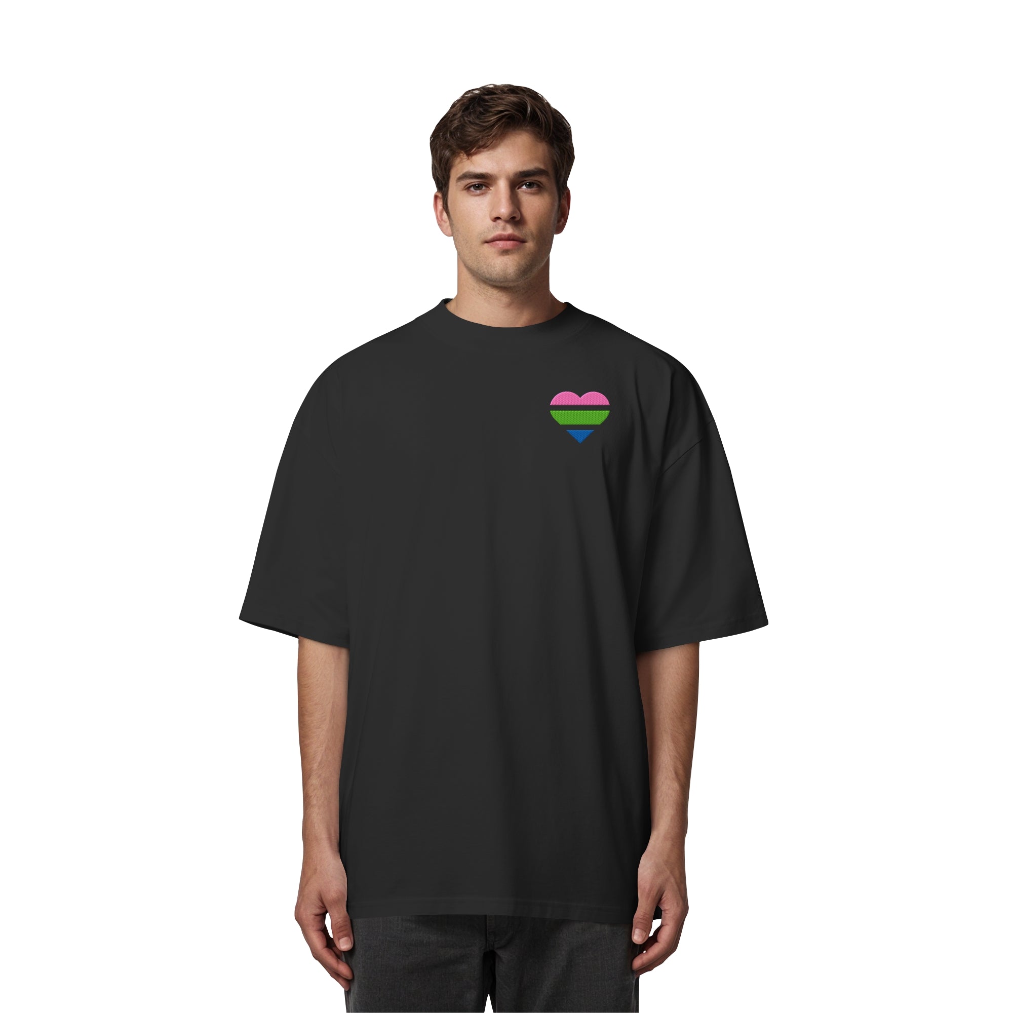Organic Oversize Shirt - Polysexual Flag Herz Stick