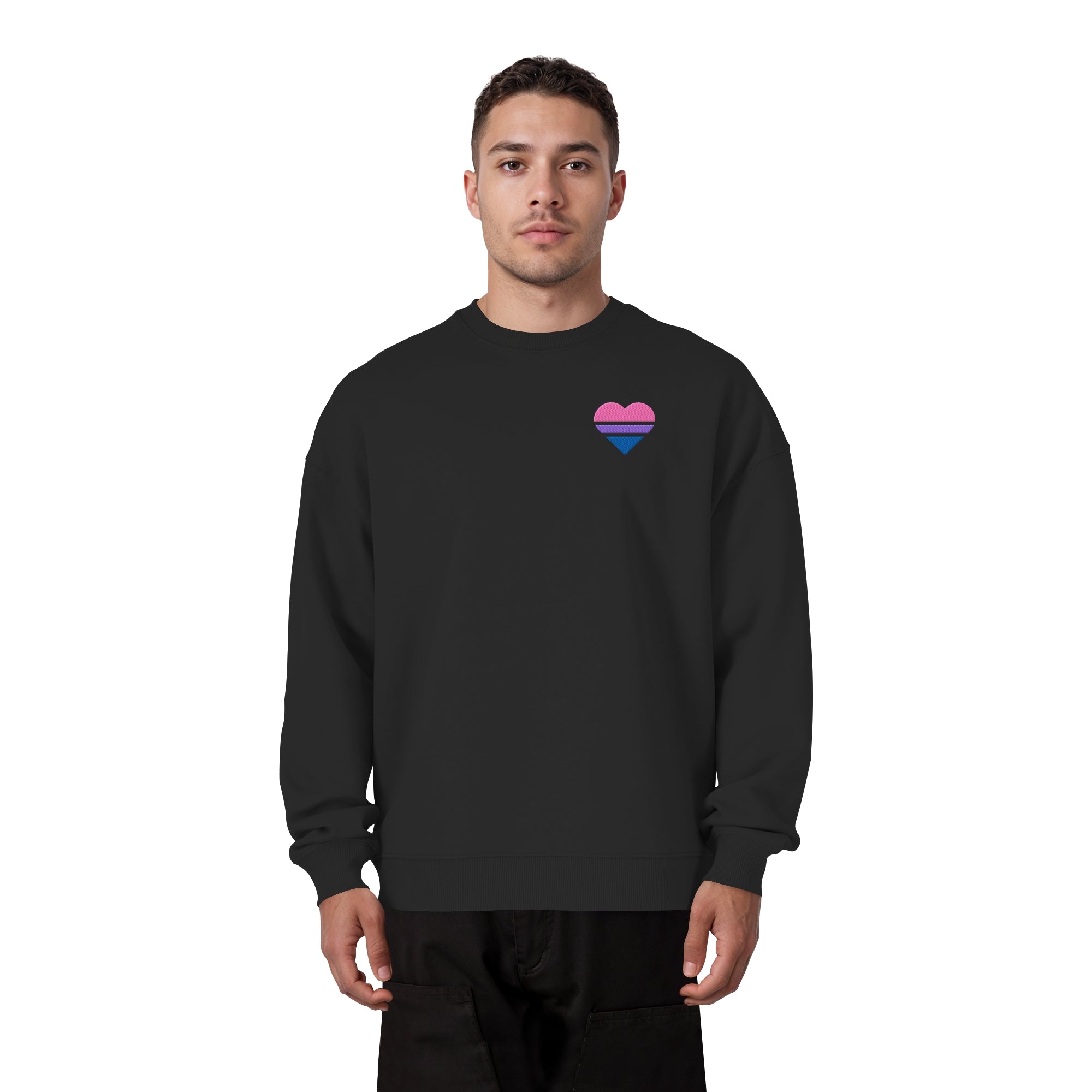Organic Oversize Sweatshirt - Bisexual Flag Herz Stick