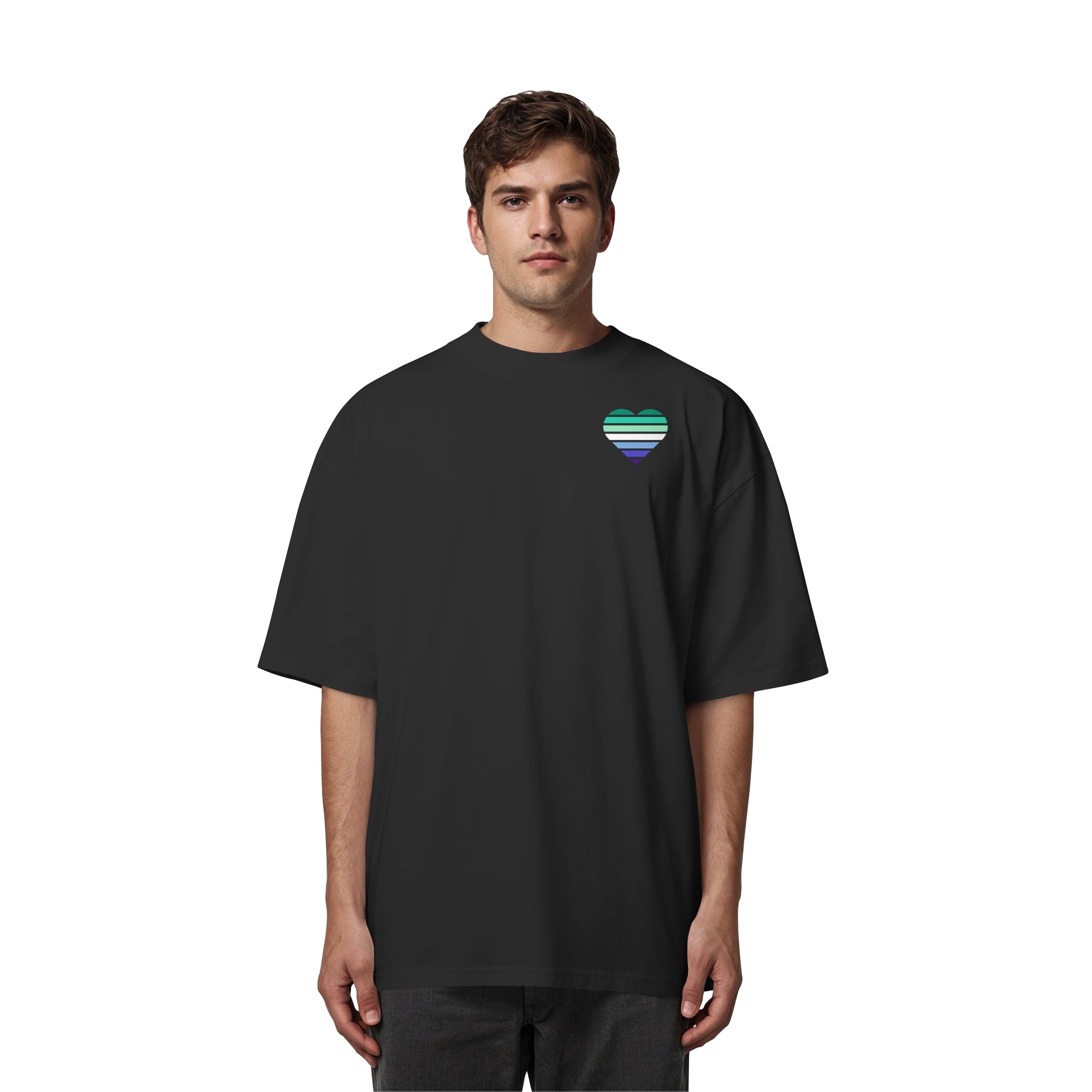 Organic Oversize Shirt - Gay Flag Herz Print