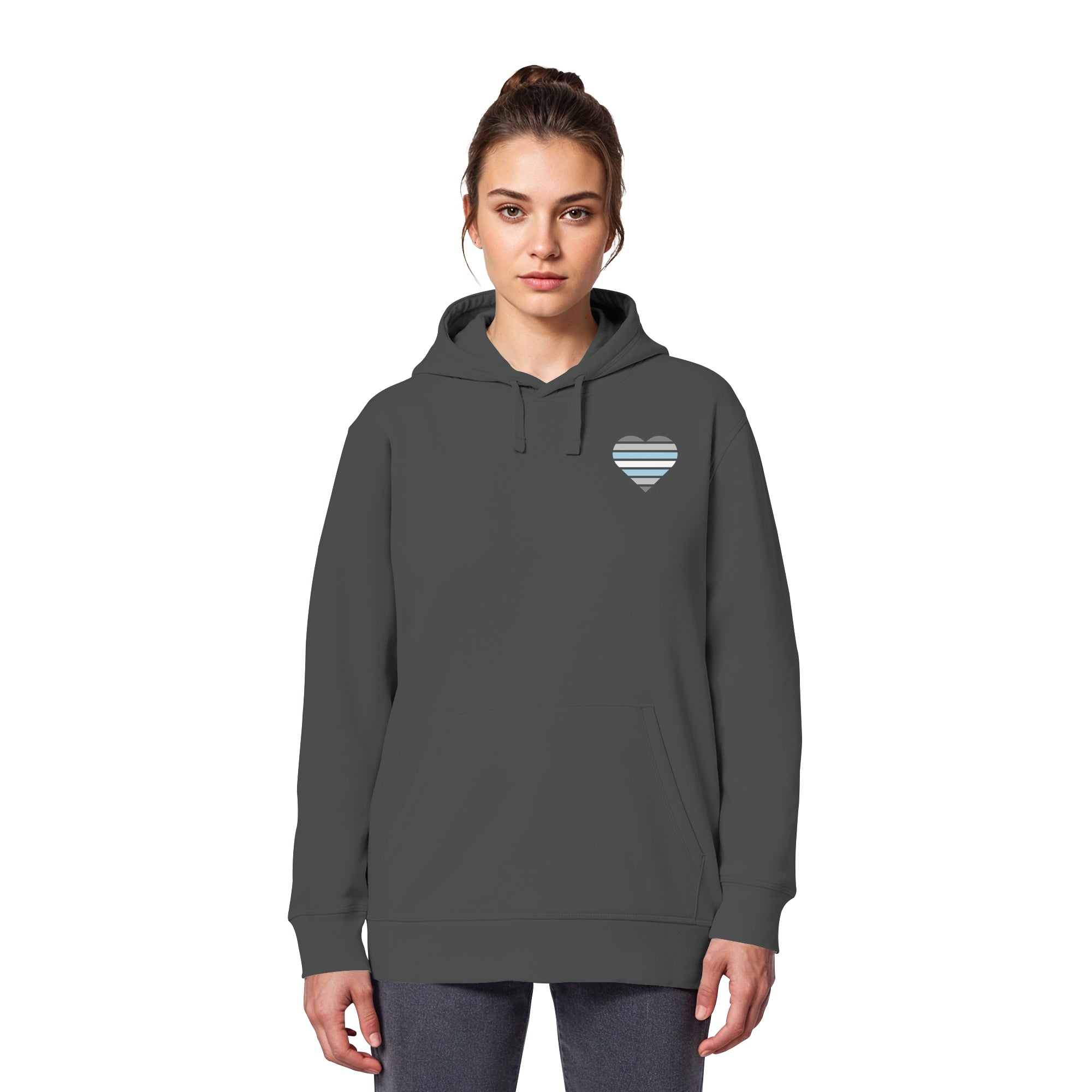 Organic Basic Hoodie - Demiboy Flag Herz Print