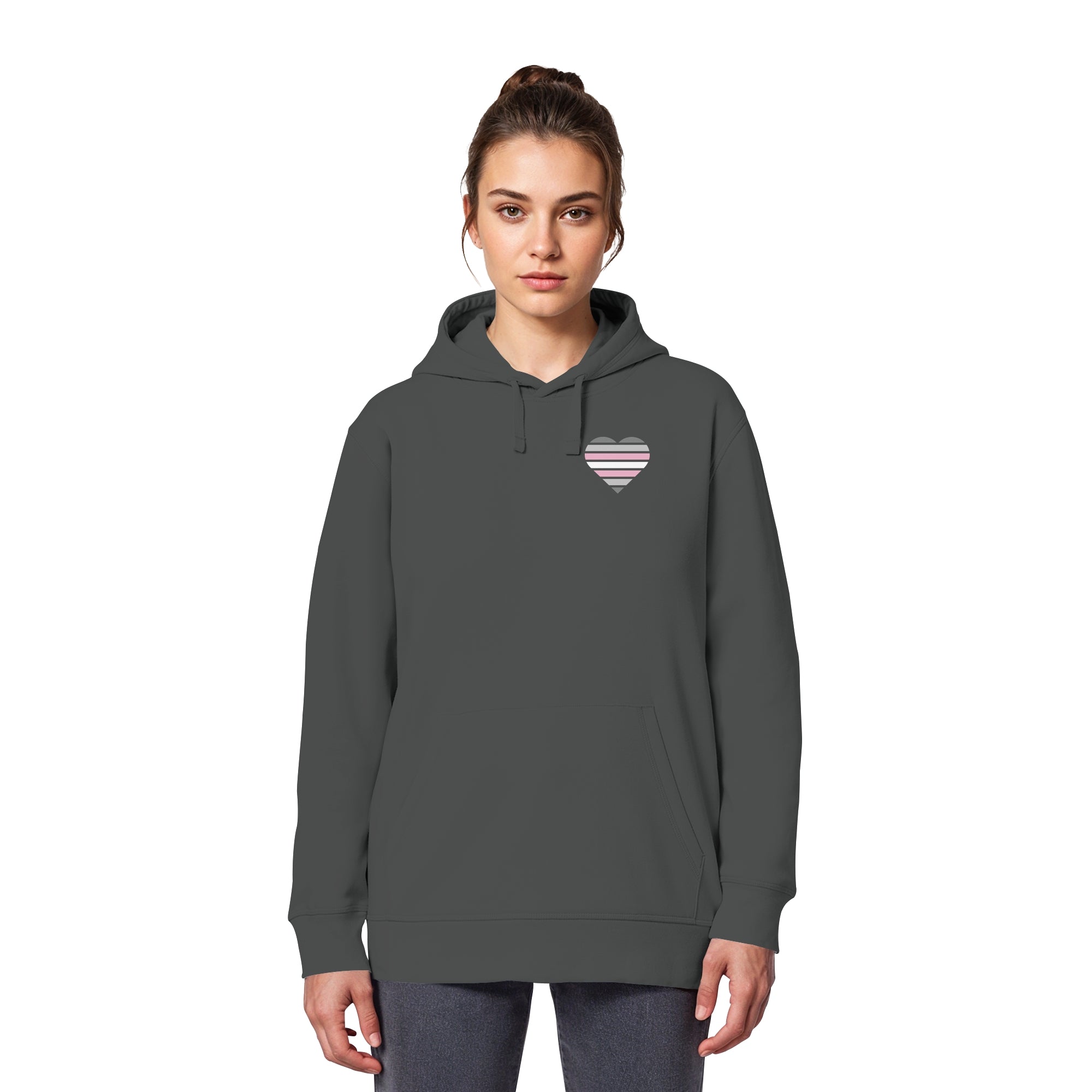 Organic Basic Hoodie - Demigirl Flag Herz Print