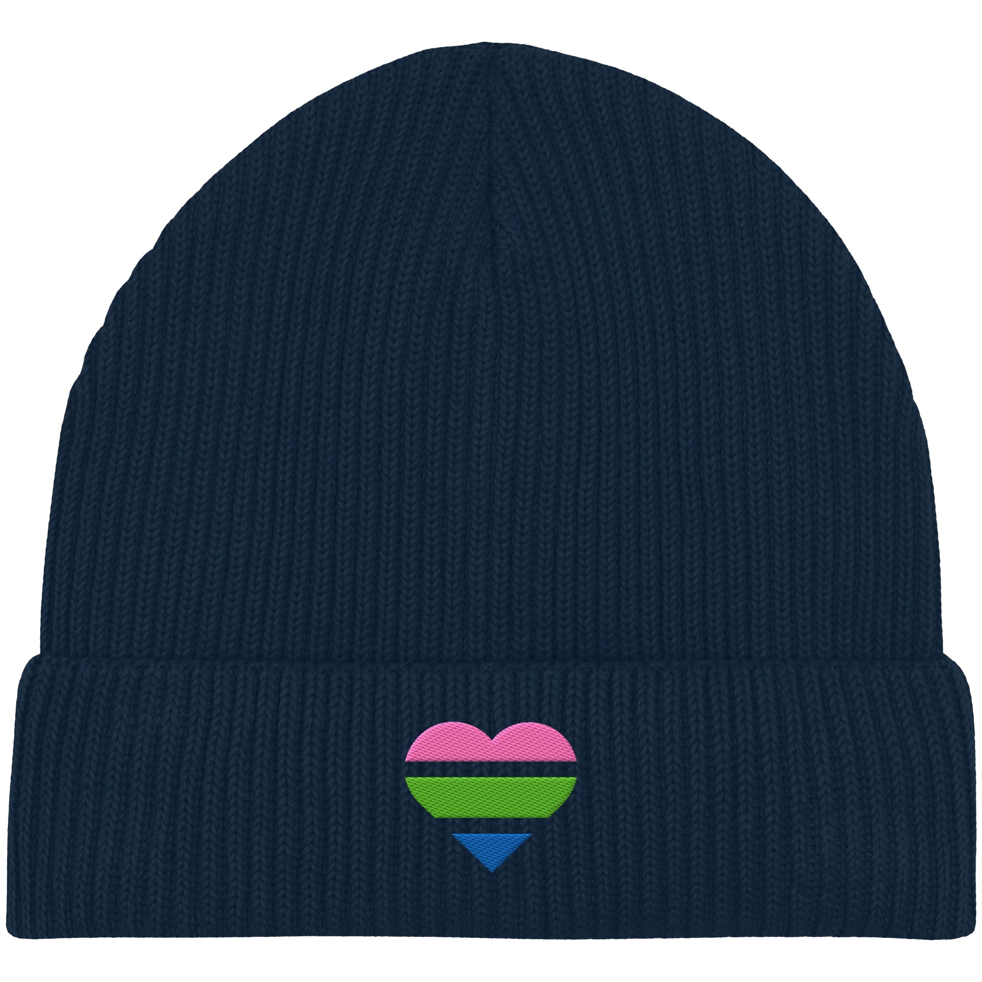 Organic Fisherman Beanie - Polysexual Flag Herz Stick
